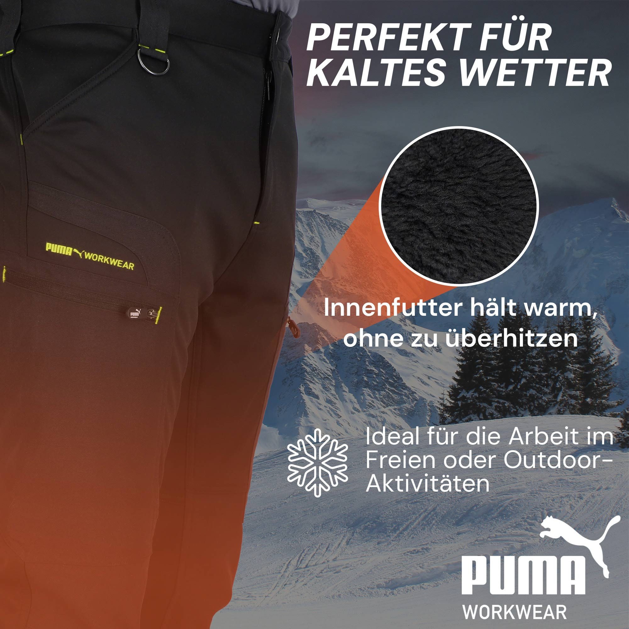 PUMA Workwear Arbeitshose ProOne Alpine gefütterte Hosen Herren - Outdoor Hosen für Herren Winddichte, Wasserabweisende & elastische Arbeitshose für den Winter – Bild 5 von 5