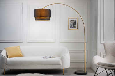 riess-ambiente Bogenlampe LOUNGE DEAL 210cm schwarz / gold, Ein-/Ausschalter, ohne Leuchtmittel, Wohnzimmer · Metall · Kunststoff · Marmor · Modern