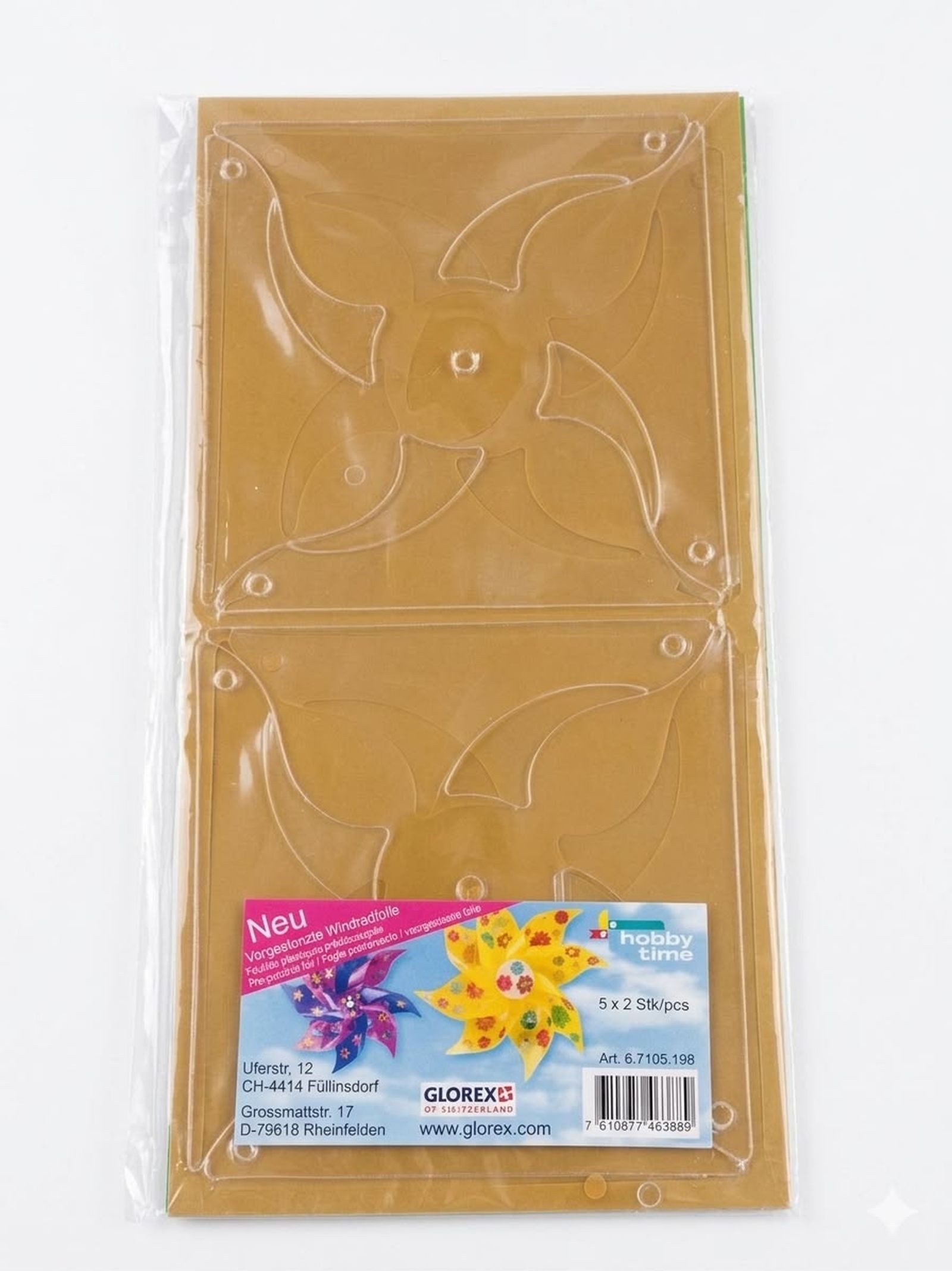 Glorex Windrad Windradfolie – Vorgestanzt (10 St), (10 Stück, farblich sortiert)