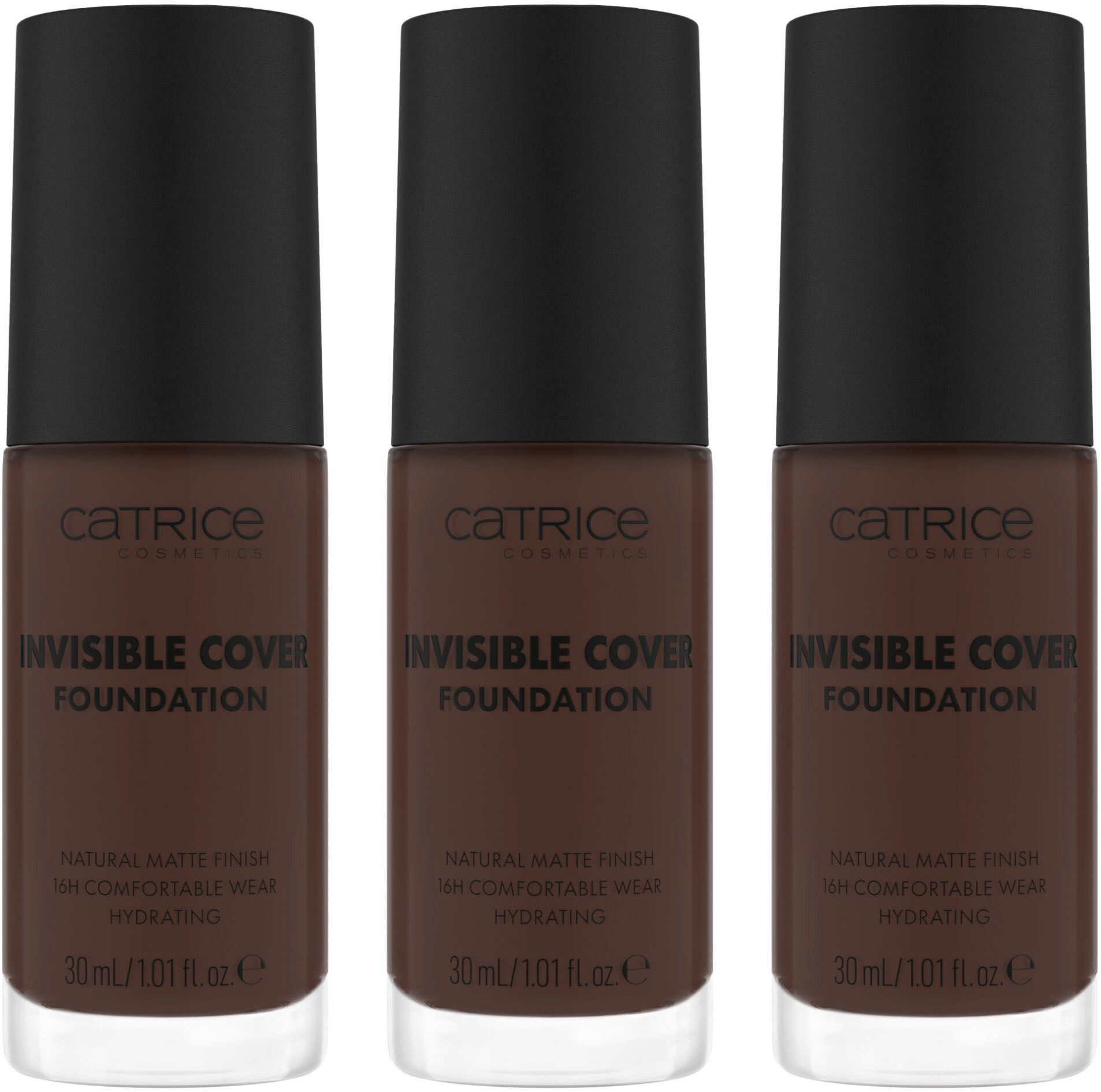Catrice Foundation INVISIBLE COVER FOUNDATION, 3er Pack, mit langanhaltendem Finish