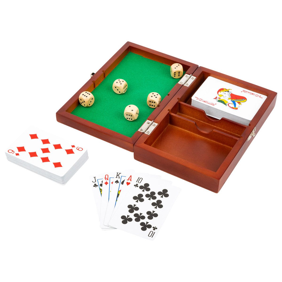 Small Foot Spielesammlung Spielbox Karten und Würfel, Kartenspiel, Strategiespiel, Spieleklassiker wie z.B. Кататься на коньках, Mau Mau oder Doppelkopf