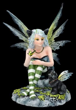 Figuren Shop GmbH Fantasy-Figur Elfen Figur mit schwarzer Elfen-Katze - Fantasy Fee Katzenfigur Dekofi