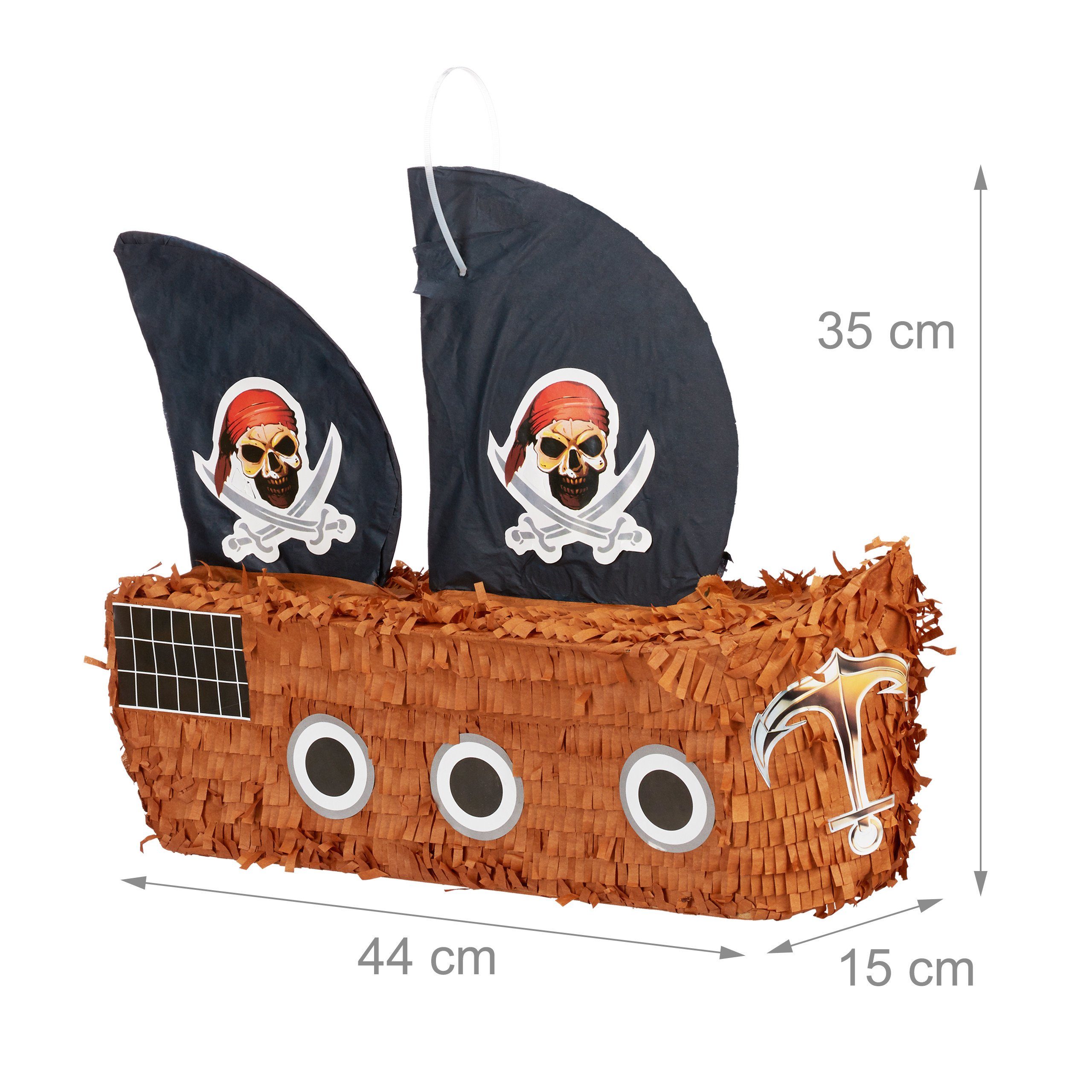 Pinata 4-tlg. Set Papierdekoration Piratenschiff relaxdays