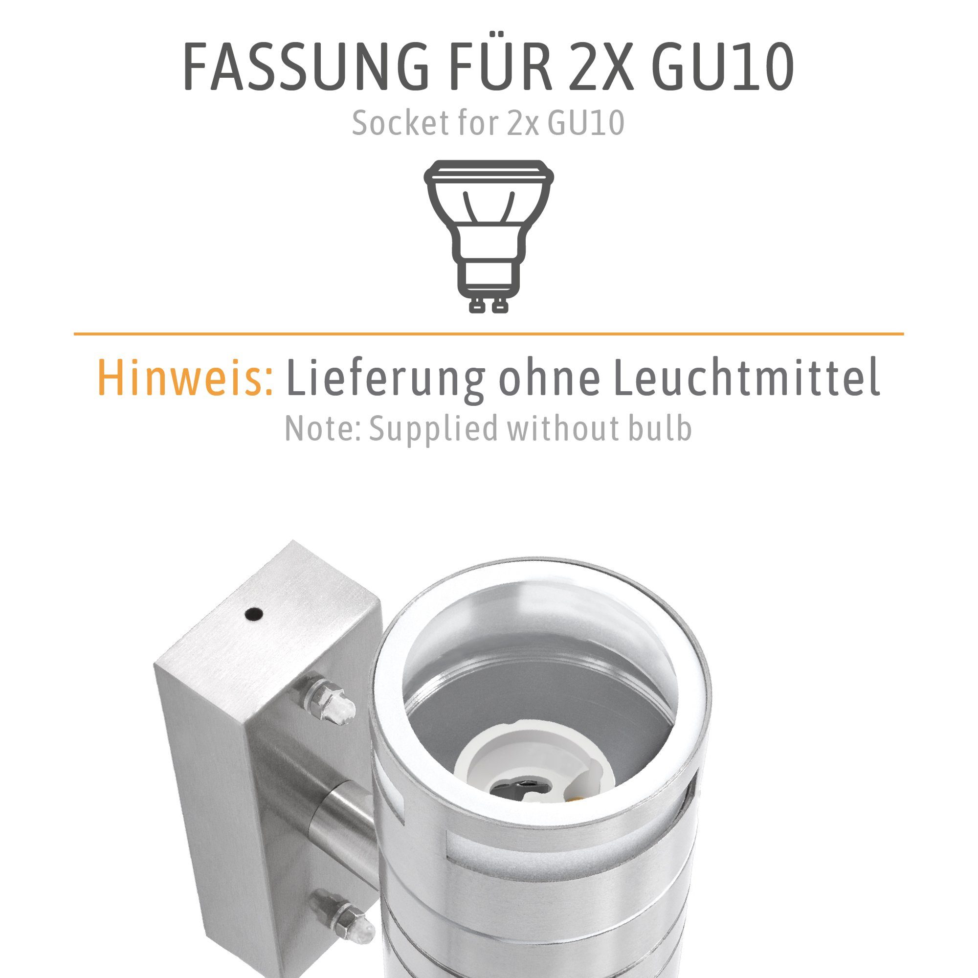 Edelstahl Aufbauleuchte, Aussen-Wandleuchte LED Aufbaustrahler IP44 Wandlampe SSC-LUXon down & up
