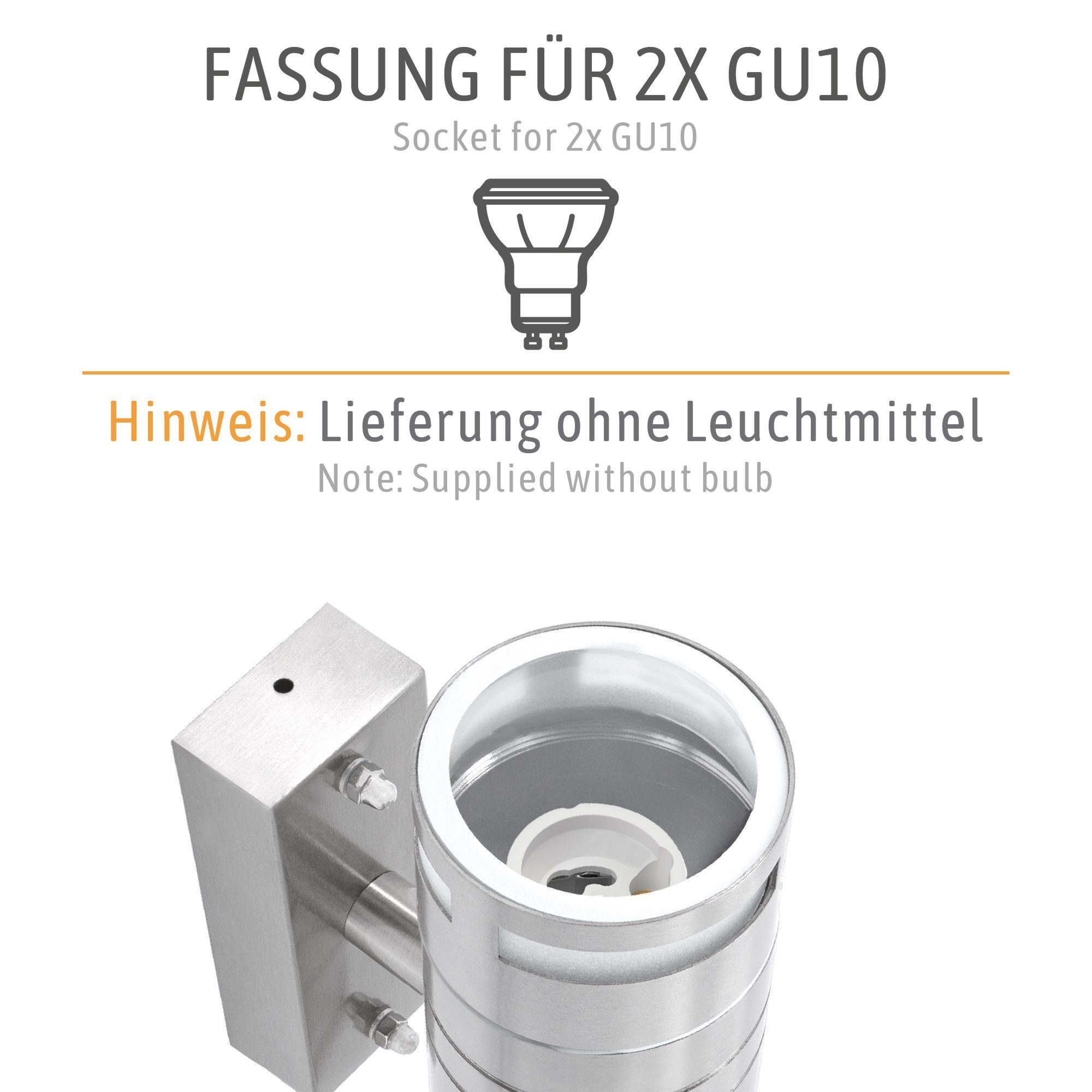 SSC-LUXon LED Aufbaustrahler Aussen-Wandleuchte Wandlampe up & down Aufbauleuchte, IP44 Edelstahl