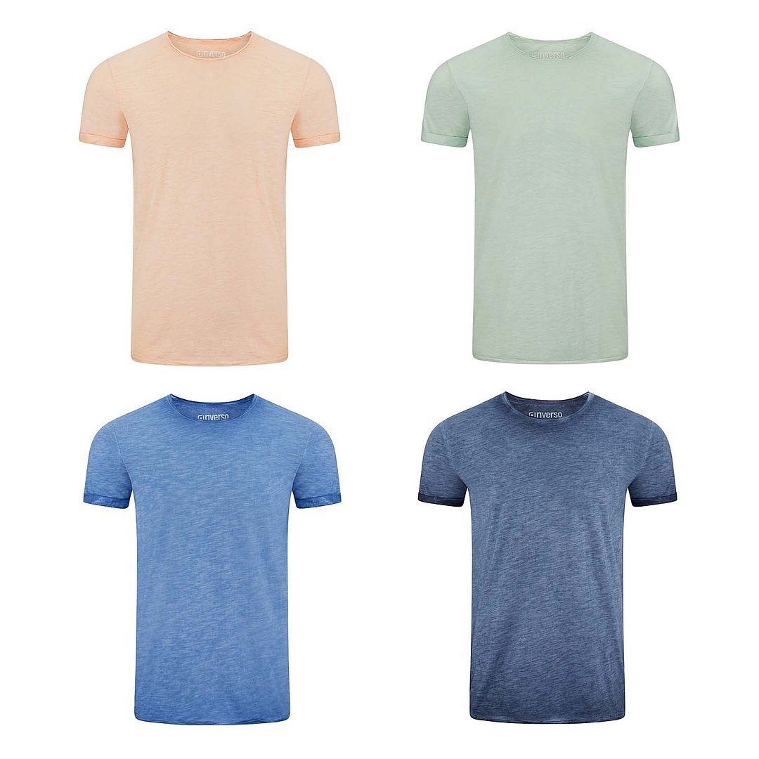 riverso T-Shirt Herren Basic 100% Fit Baumwolle Regular Rundhalsausschnitt Kurzarm RIVMatteo Pack Shirt 1 (4-tlg) Shirt mit aus Tee