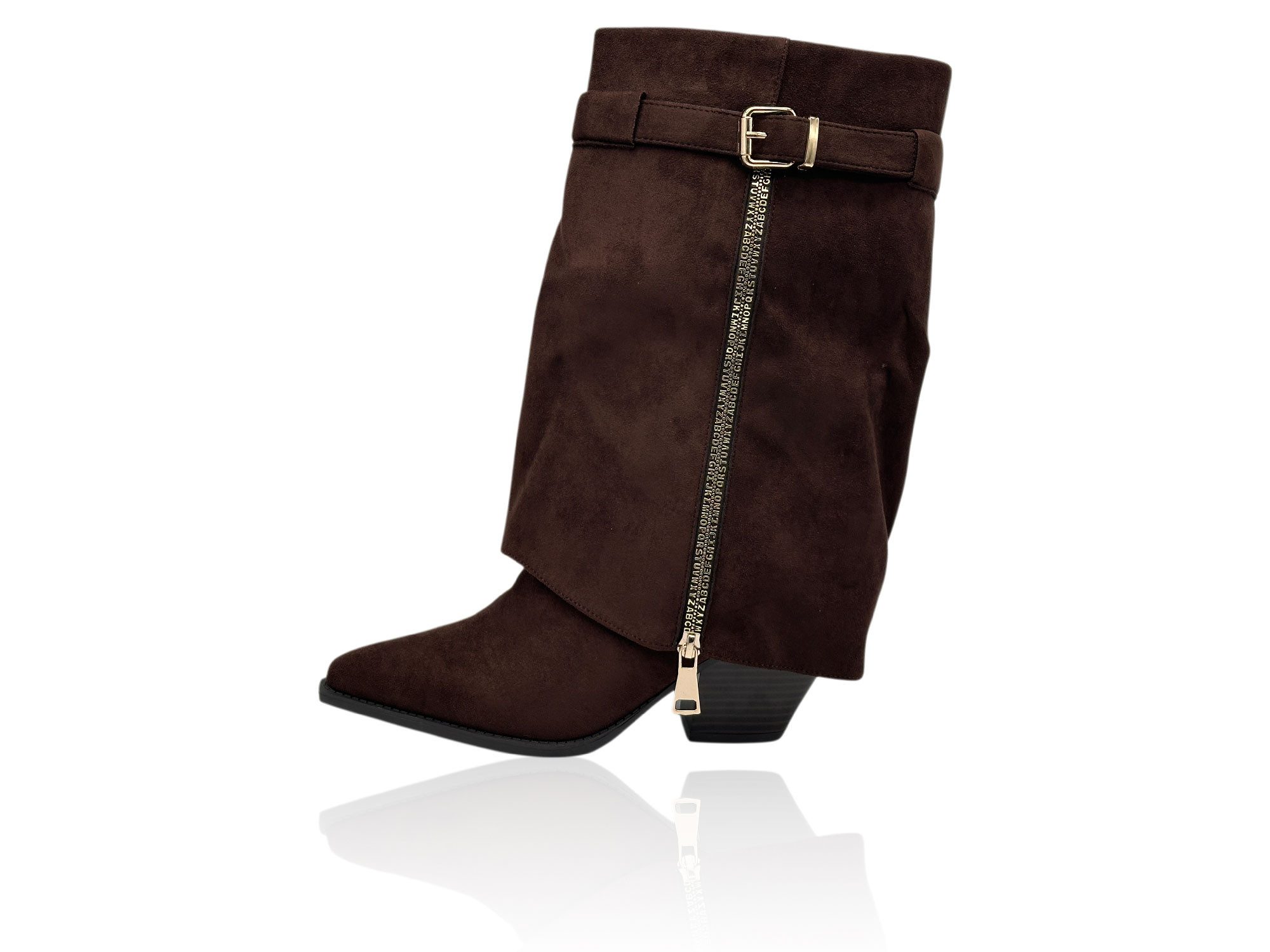 Nowaland Damen Western Stiefel mit Zierreißverschluss und Schnallendetail Westernstiefel
