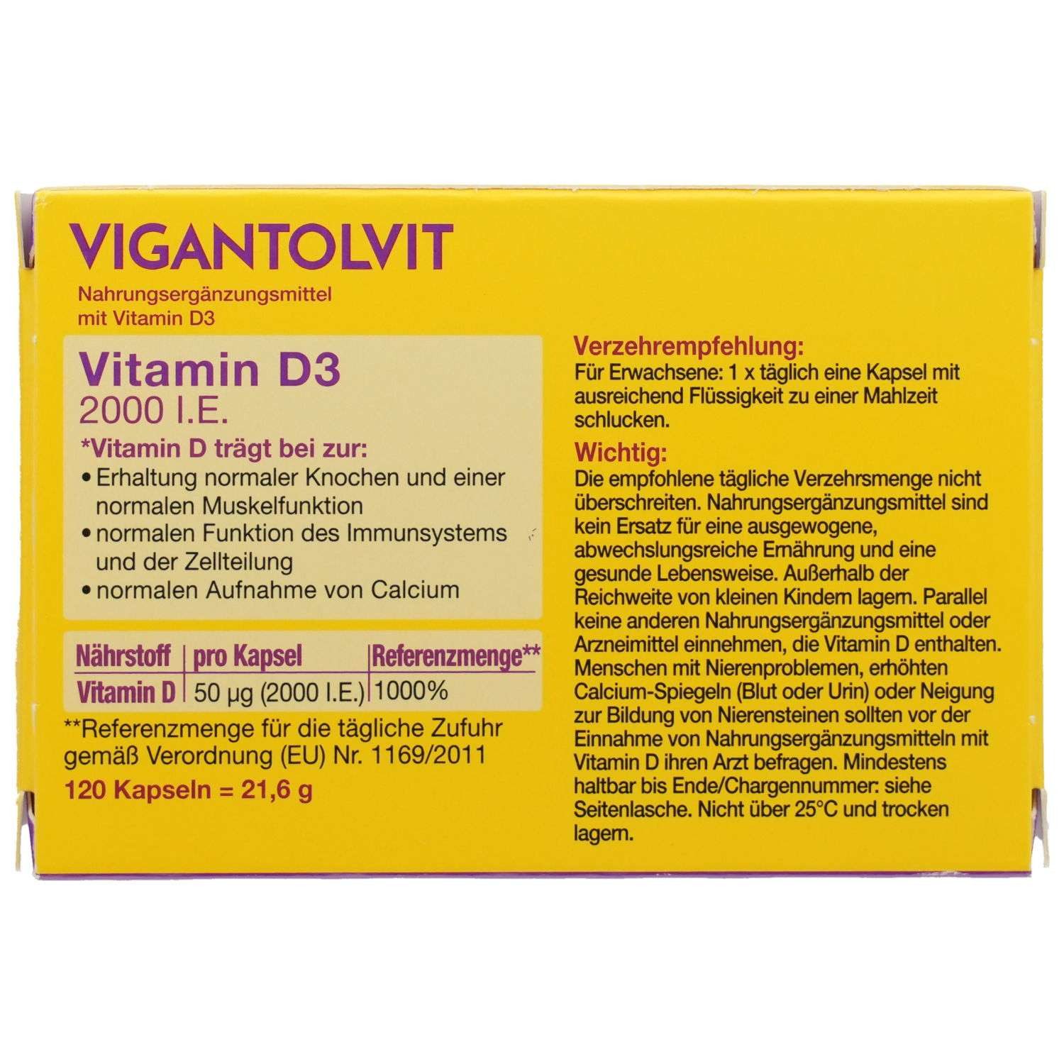 Vigantolvit VIGANTOLVIT 2000 I.E. Vitamin D3 Weichkapseln 120 Stück Weichkapseln