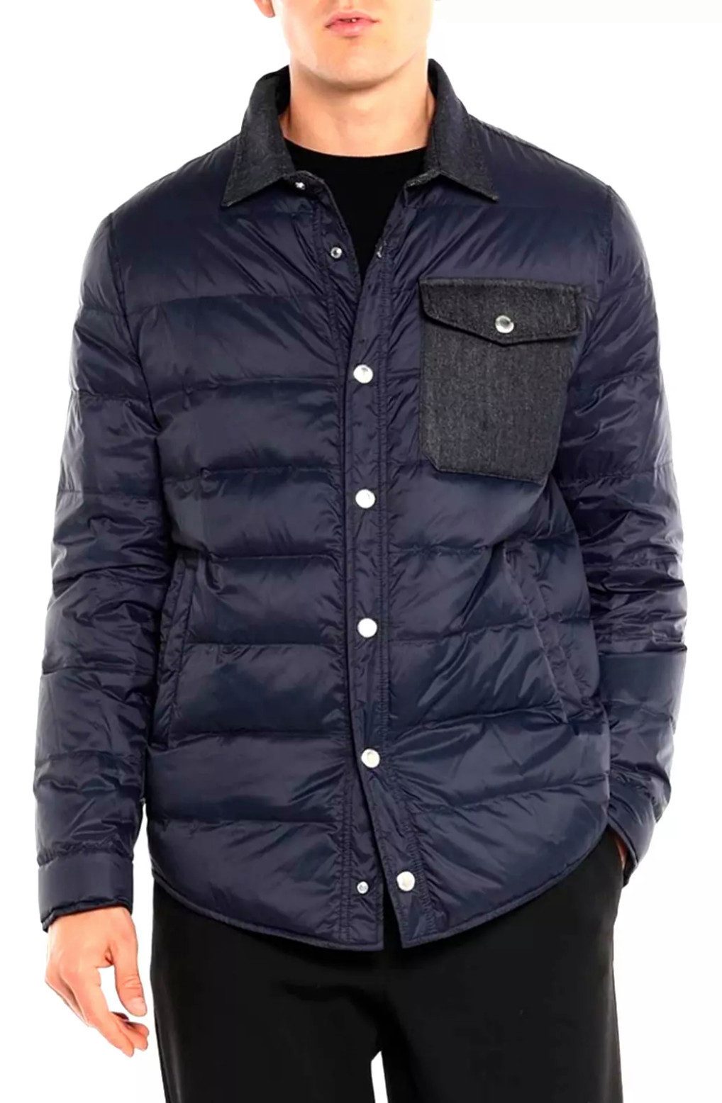 BRUNELLO CUCINELLI Daunenjacke Daunenjacke Blouson aus gestepptem Nadelstreifen Wollmix mit Daunenfüllung, abgesteppt für Wärmeverteilung