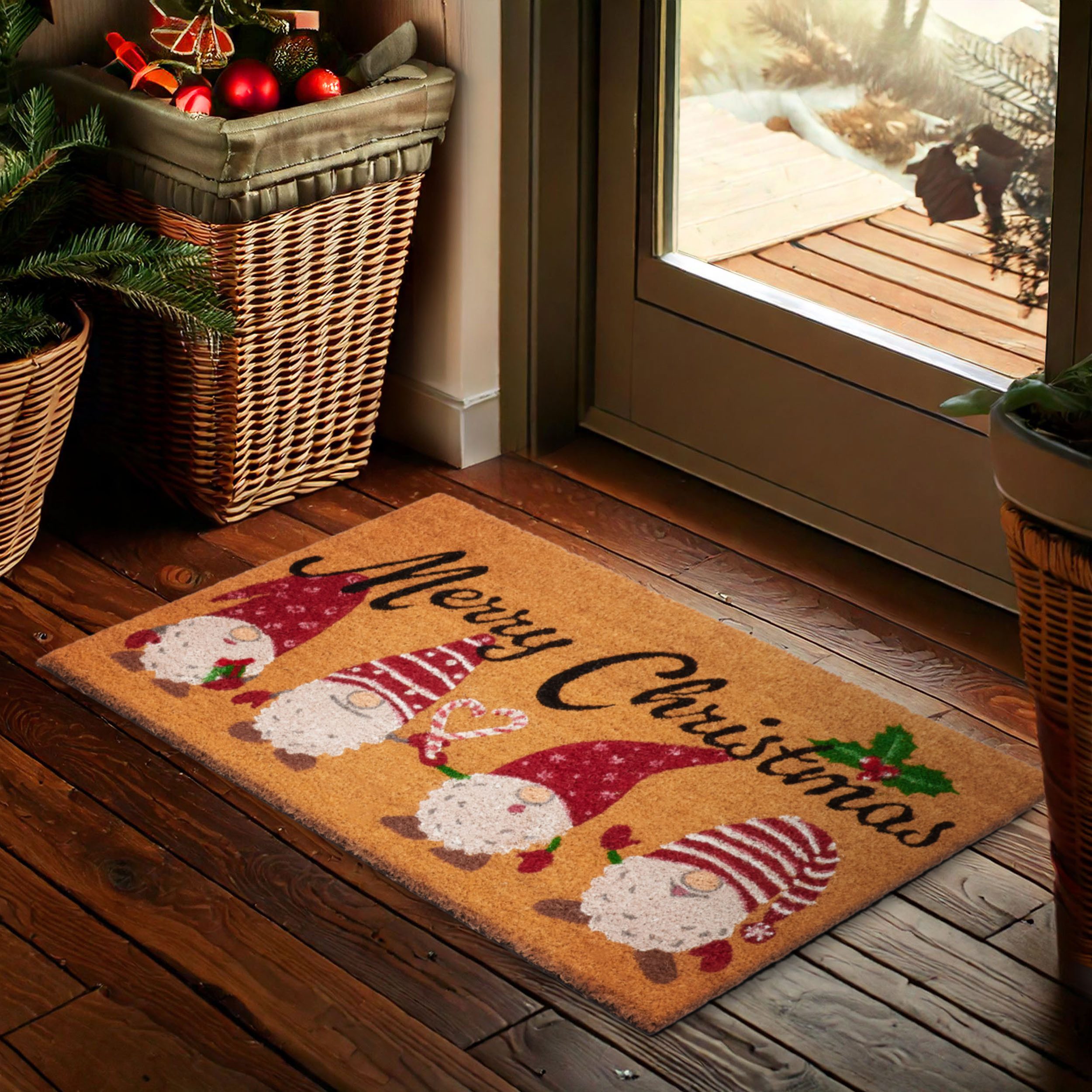 BRUBAKER Fußmatte Merry Christmas - 45 x 75 cm Schmutzfangmatte mit Wichtel günstig online kaufen