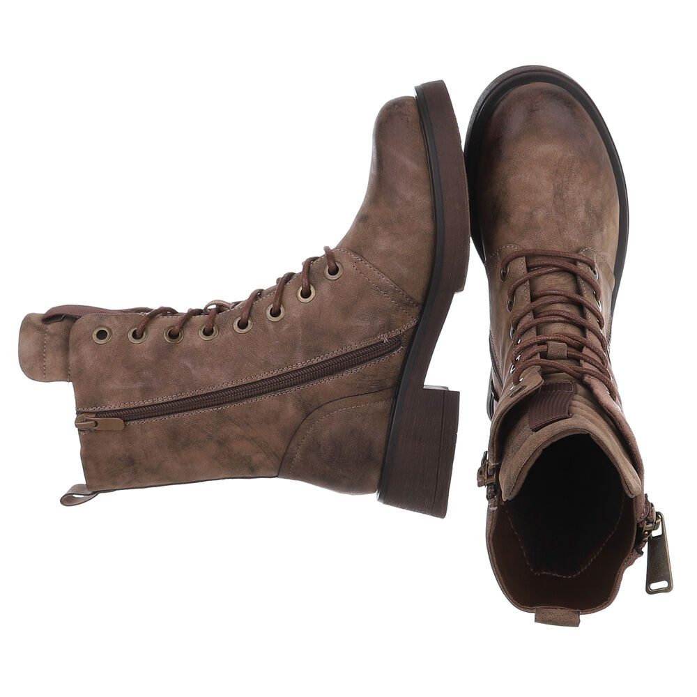 Ital-Design Modischer Damen-Boot mit Reißverschluss und Schnürung Schnürsti günstig online kaufen