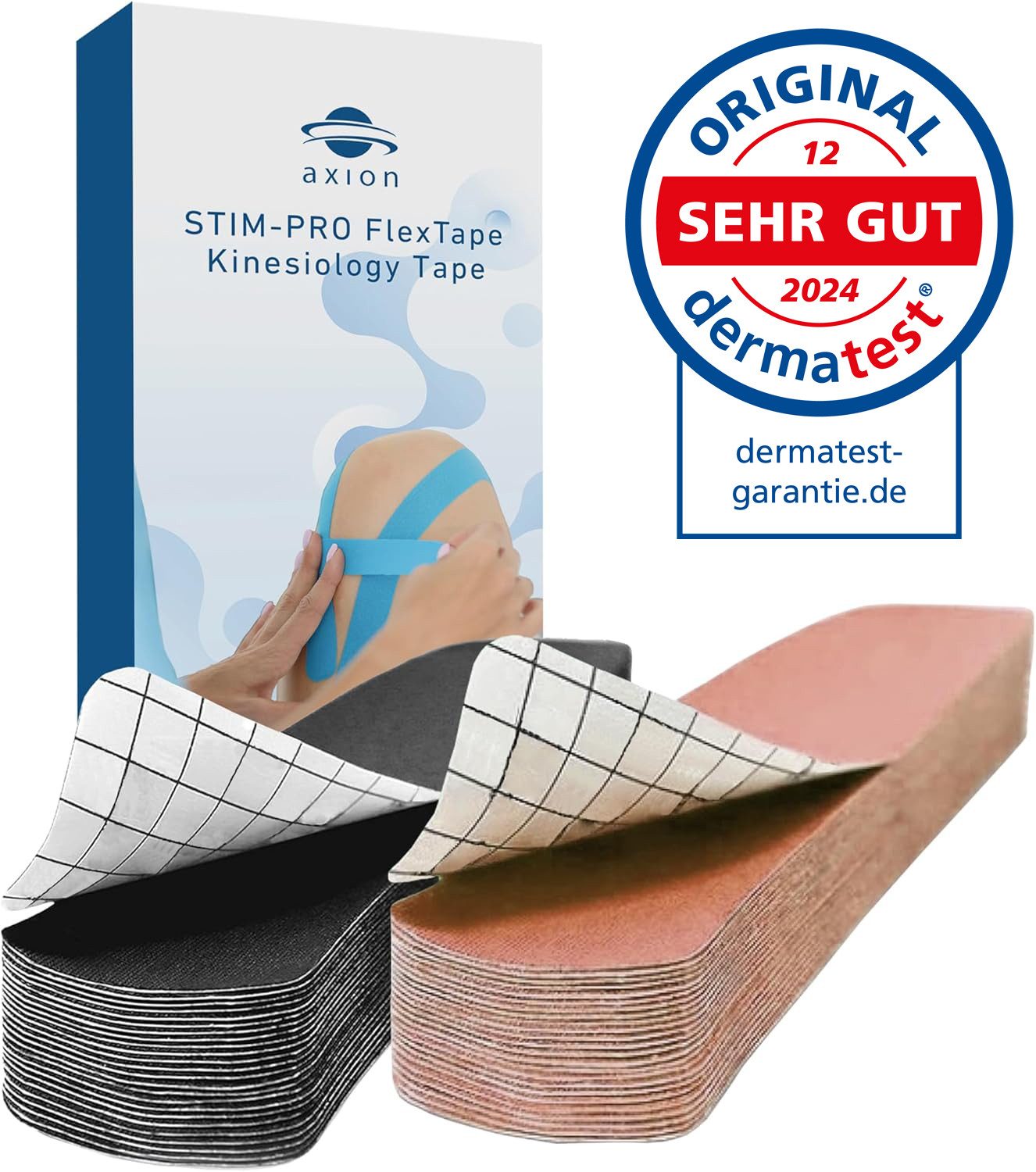 Axion Kinesiologie-Tape Precut Kinesiologie Tape 2er Set Beige und Schwarz (50-St) 25cm x 5cm