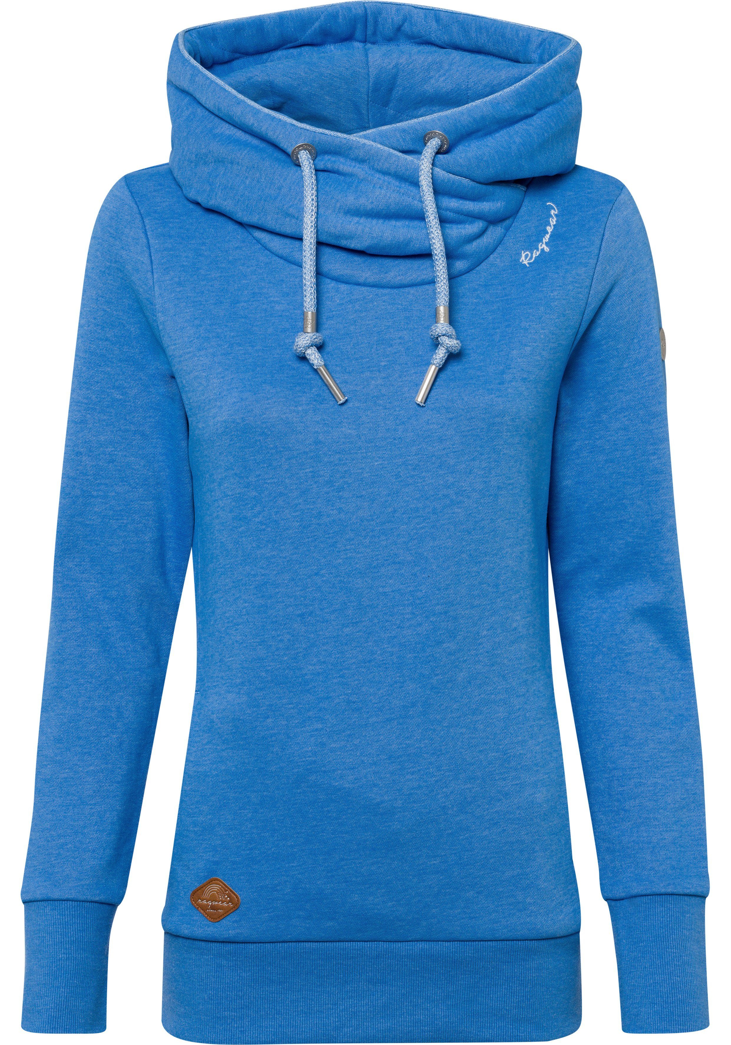 Ragwear Kapuzensweatshirt GRIPY BOLD BLUE mit asymmetrischem Schalkragen