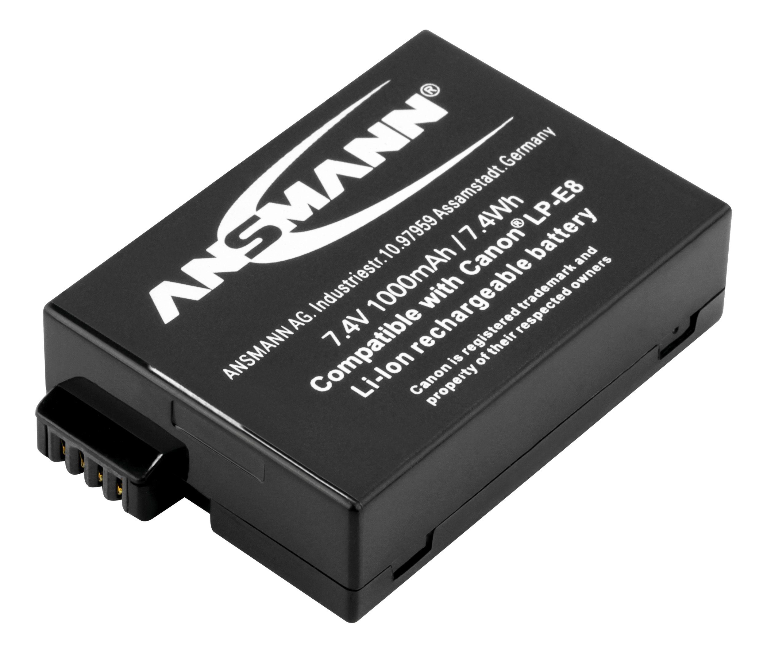 ANSMANN® Li-Ion Akku A-Can LP E8 7,4V Typ 1000 mAh, für Digitalkamera,  Canon uvm. Kamera-Akku 1000 mAh (7.4 V)