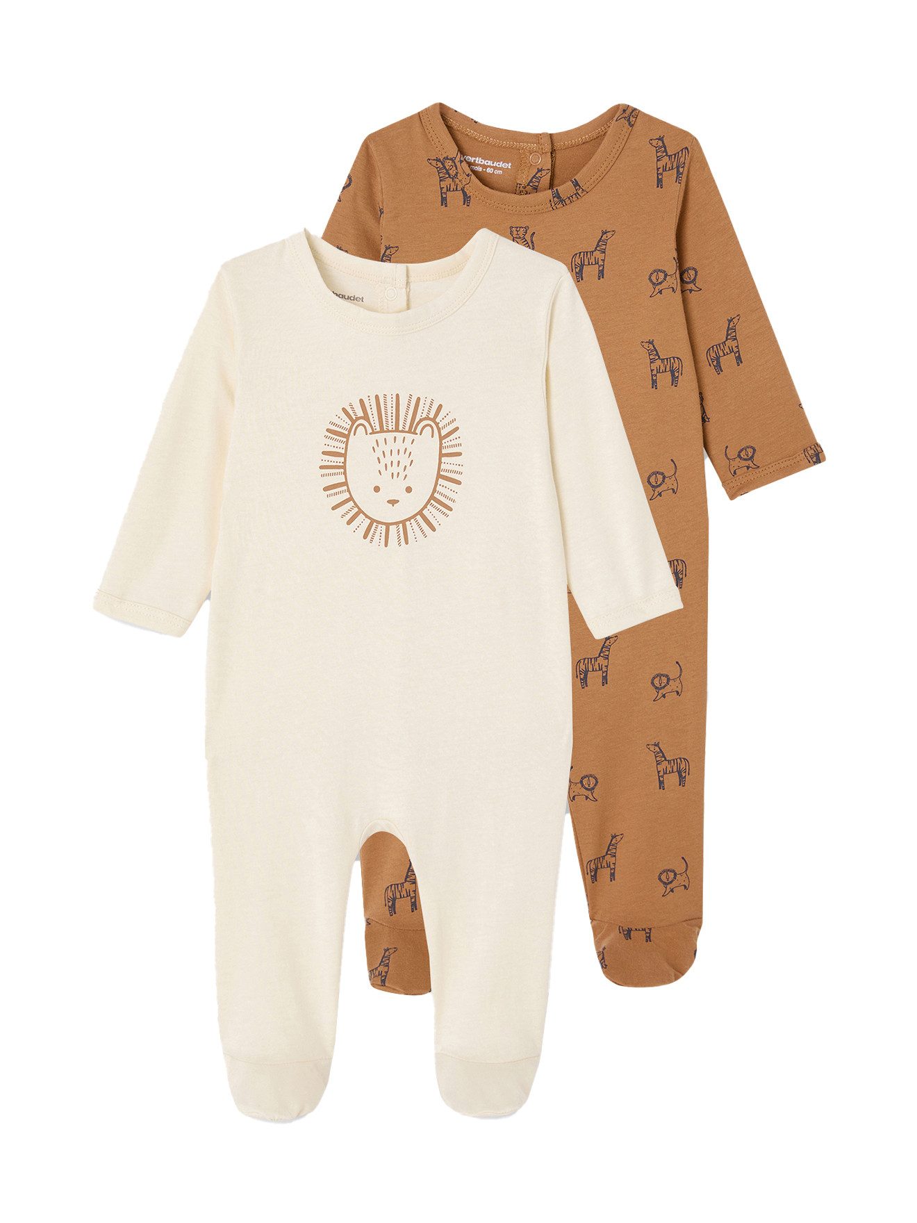 Schlafanzug Bio-Kollektion: 2er-Pack Baby Strampler SAFARI