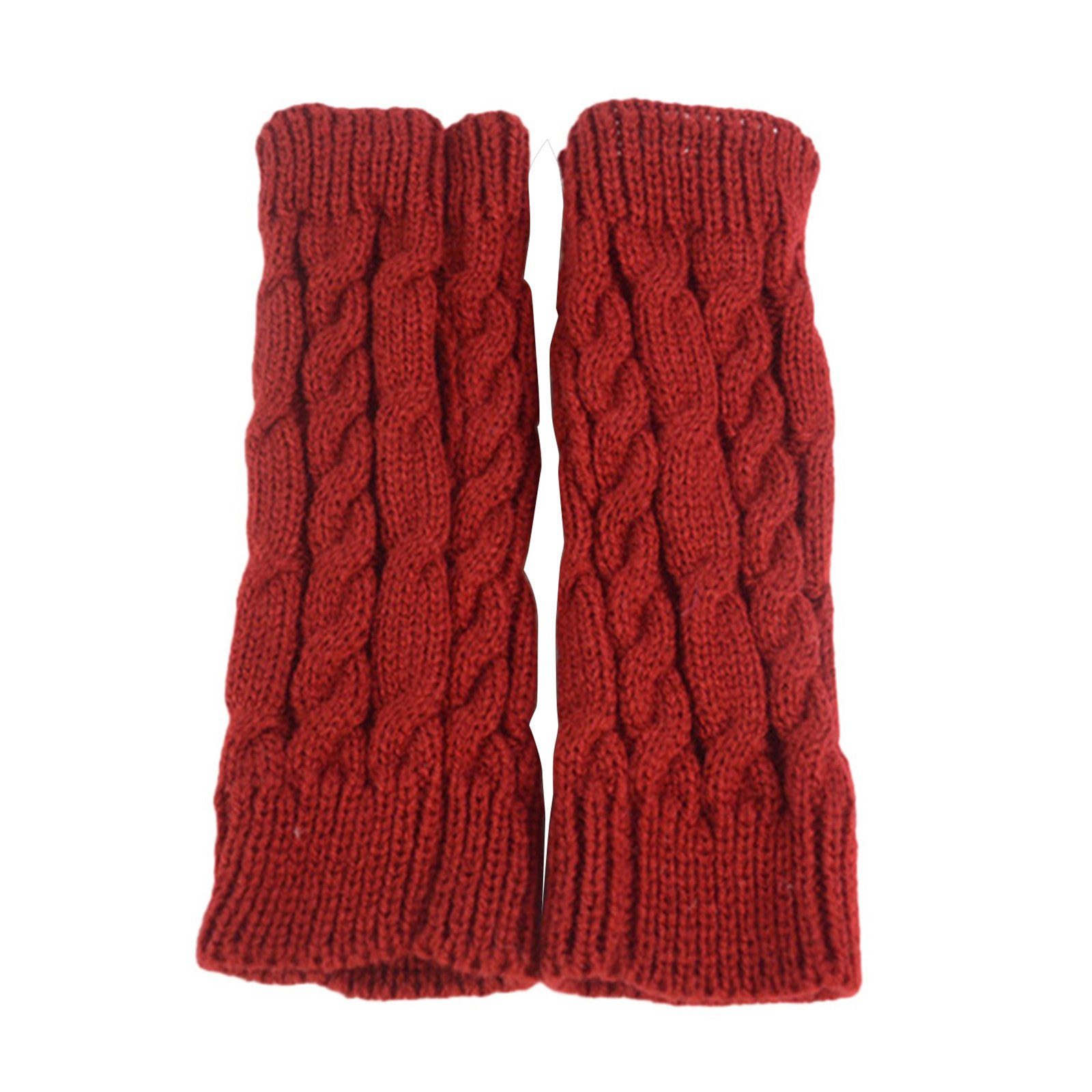 Blusmart Strickhandschuhe Fingerlose Handschuhe, Warme Weinrot Gestrickte Fäustlinge