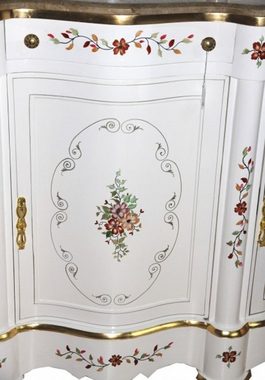Casa Padrino Barockspiegel Luxus Barock Schrank mit Spiegelkonsole Weiß Handbemalt mit Marmorplatte - Luxus Möbel Konsole mit Spiegel