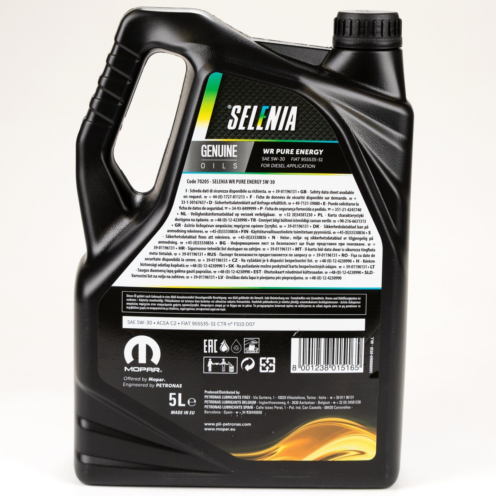 Petronas Motoröl Petronas Selenia WR PURE ENERGY Öl 5W30 5L 5 Liter C2, (1-tlg), Für Fahrzeuge mit Euro 5
