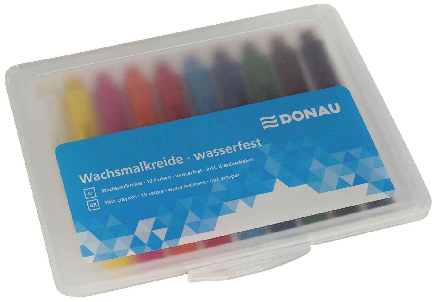 DONAU Handgelenkstütze Wachsmalstiftetui - 10 Farben, wasserfest, Etui