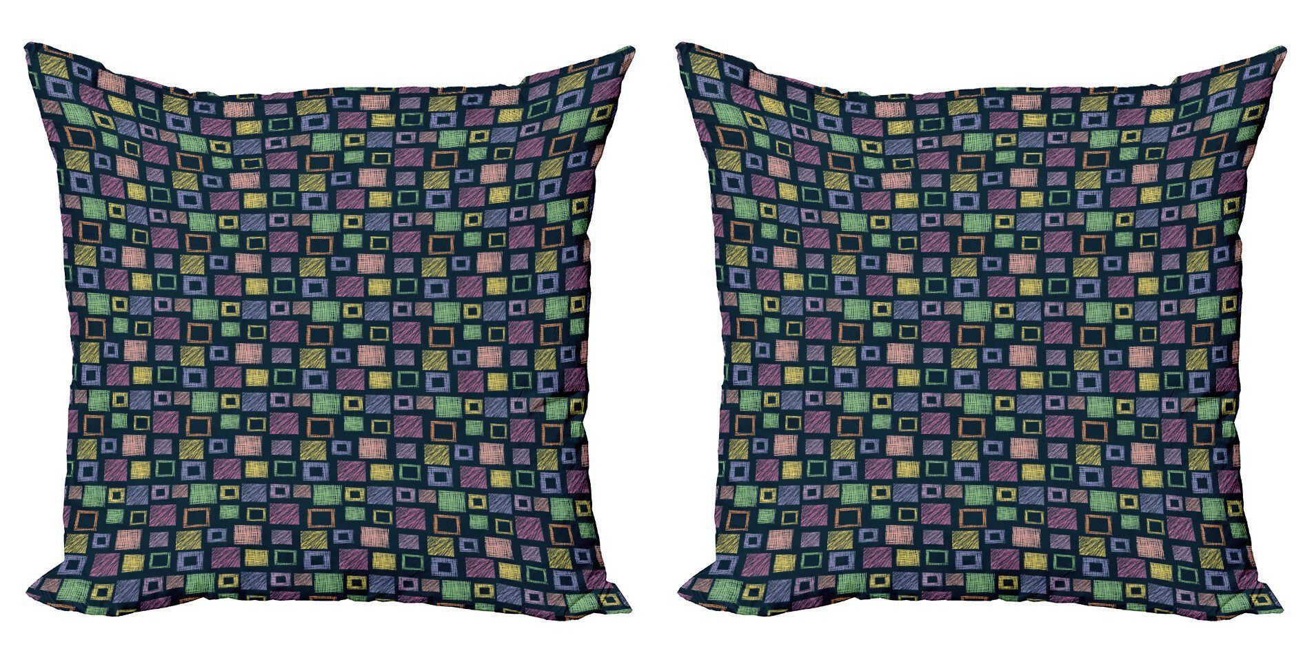 Kissenbezüge Modern Accent Doppelseitiger Digitaldruck, Abakuhaus (2 Stück), Geometrisch Hand Drawn Squares