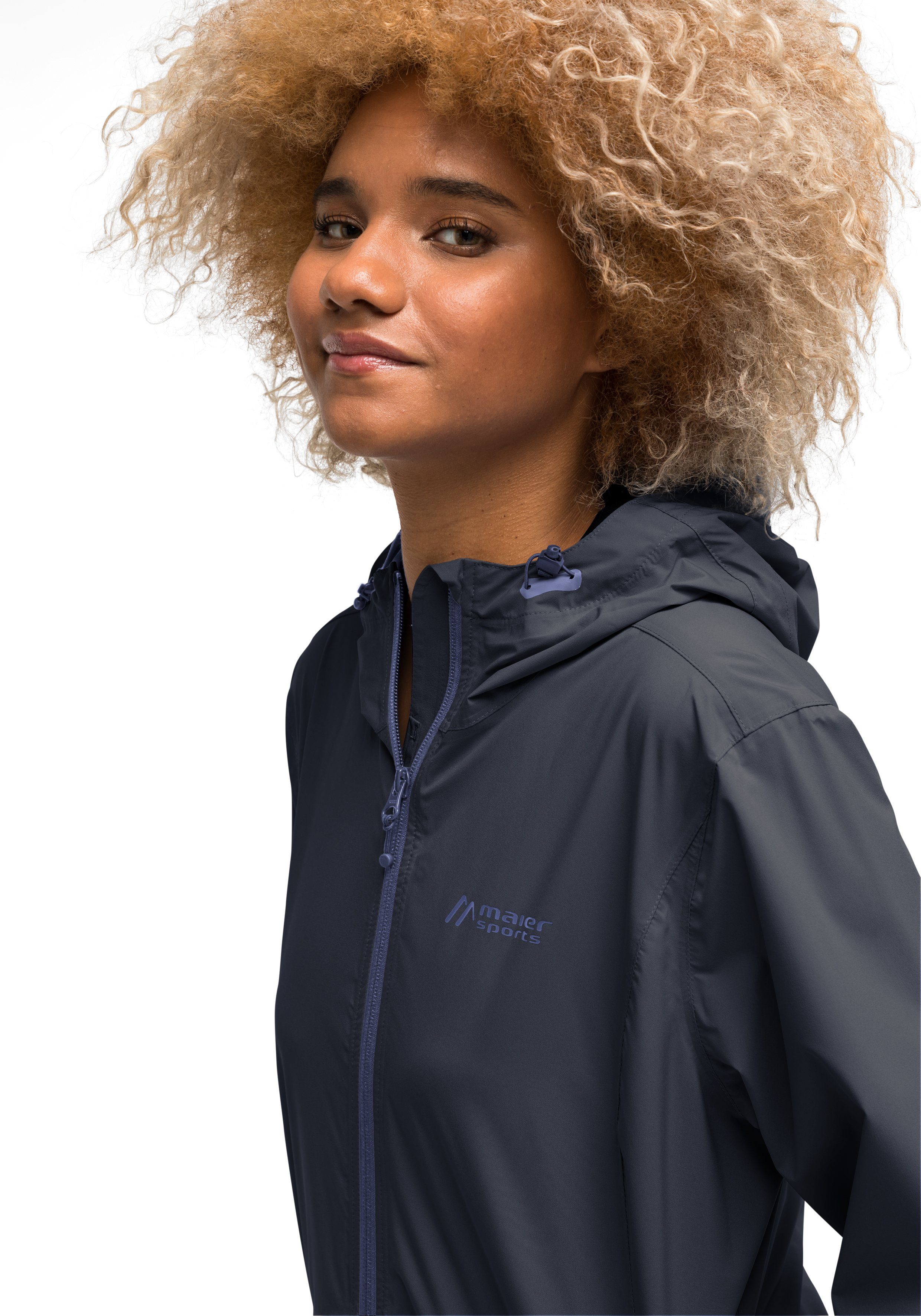 Maier Sports Funktionsjacke Tind Eco W für Touren Wanderungen und Minimalistische dunkelblau 2,5-Lagen-Jacke