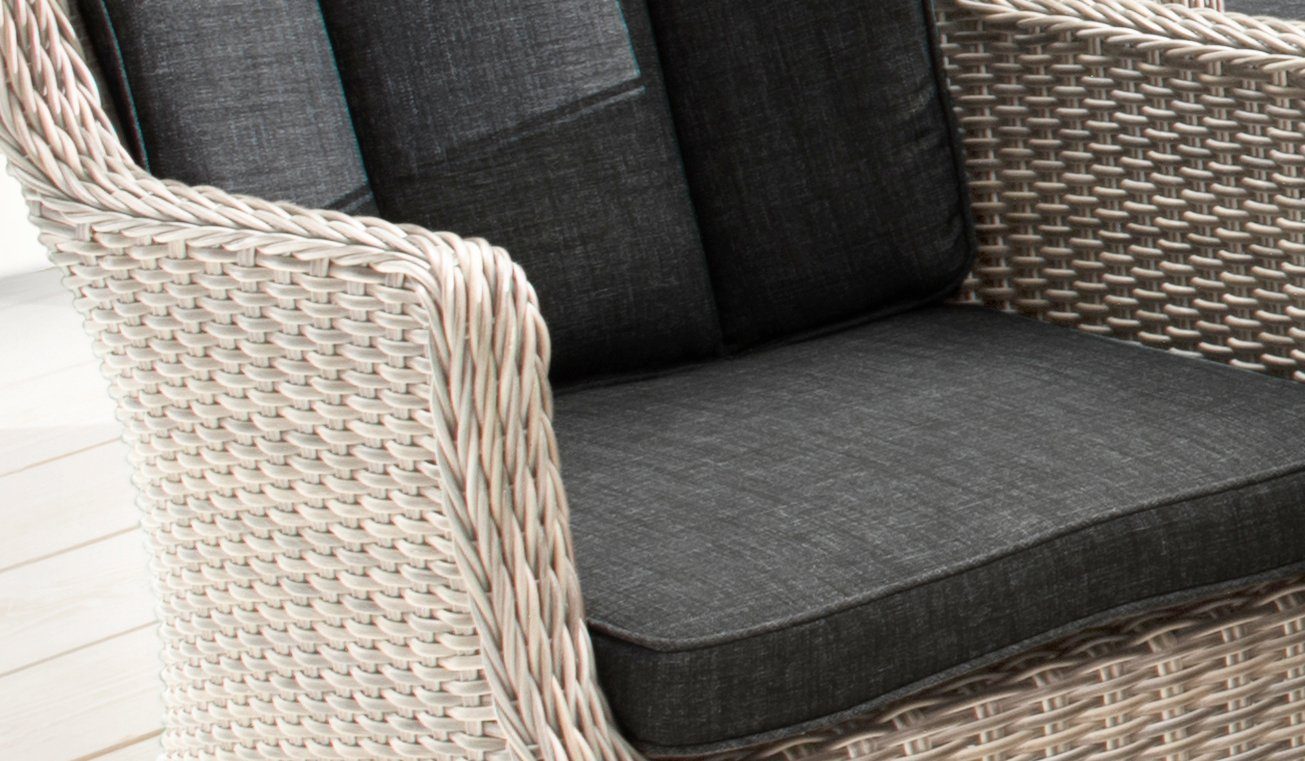 Destiny Garten-Essgruppe LUNA, (13-tlg., 4x Sessel, 1x Tisch, inkl. Auflagen), Aluminium, Polyrattan