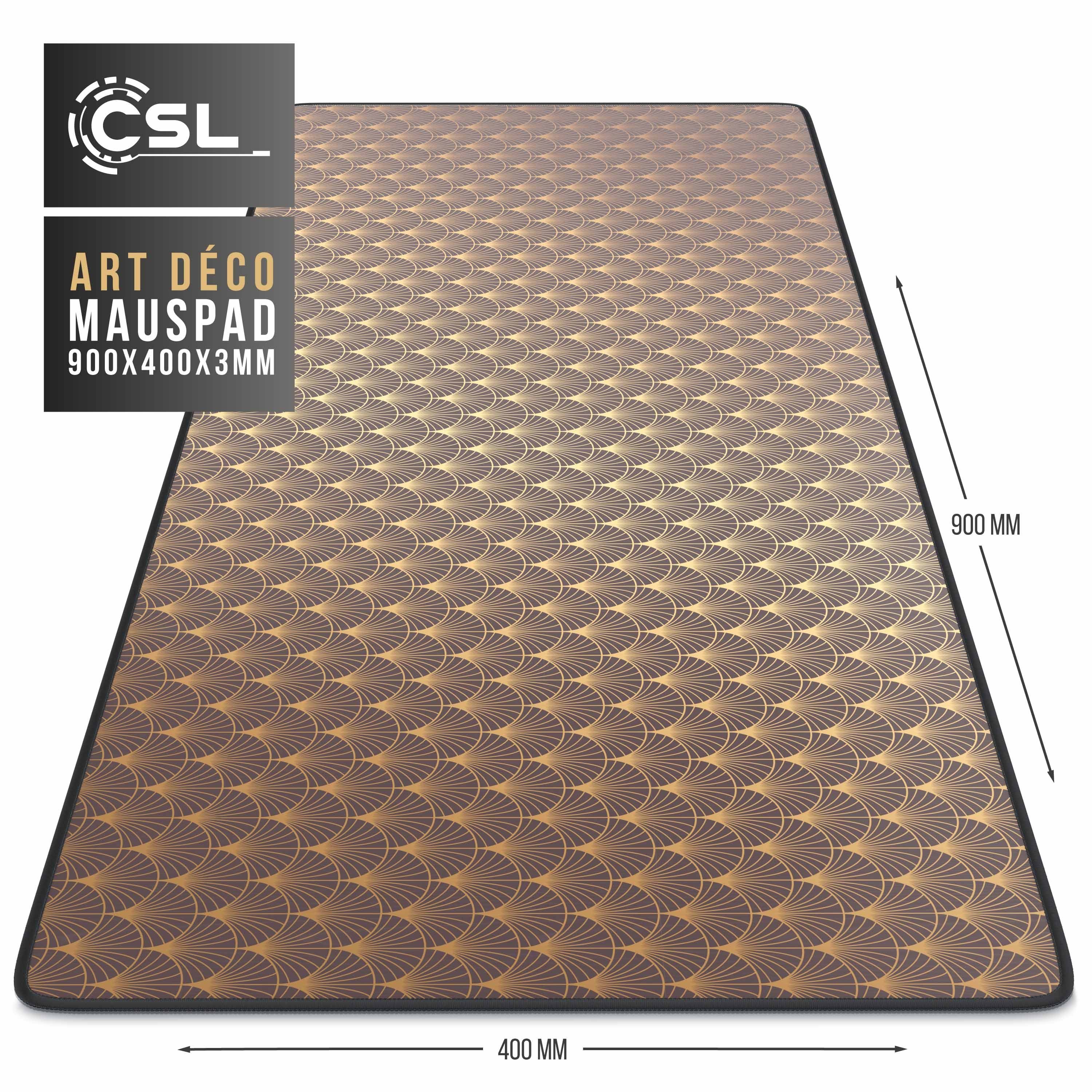 CSL Gaming Mauspad XXL Speed Mousepad 900 x 400 x 3 mm, große Tischunterlage (1-St), rutschfest, abwaschbar, Geschwindigkeit & Präzision, Art Deco – Bild 5 von 5