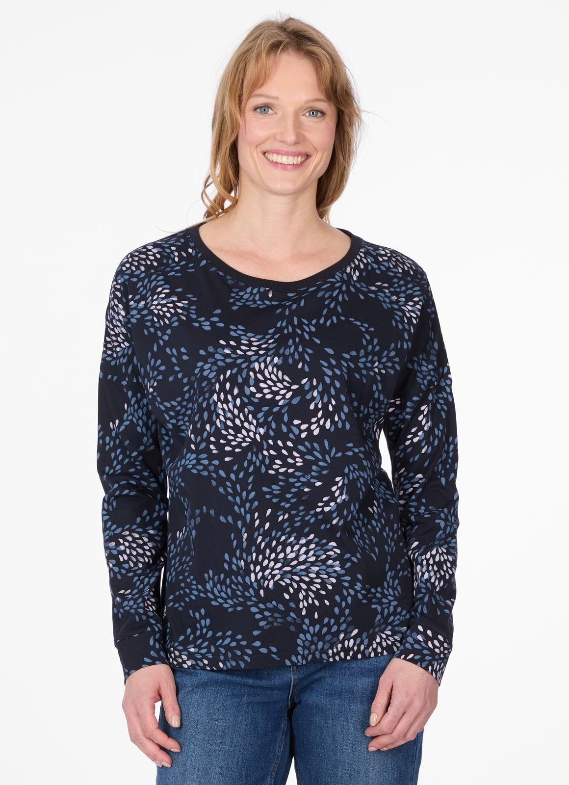 Ragwear Langarmshirt SHIMONA LONG PRINT aus weich fließender Baumwoll-Modal-Mischung und mit allover Print