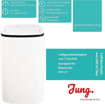 JUNG Klimagerät TV07 mobile Klimaanlage mit Fernbedienung 4,1 KW, mobiles Klimagerät, 14000BTU leise, Abluftschlauch, Timer Airconditioner Luftkühler Mobil