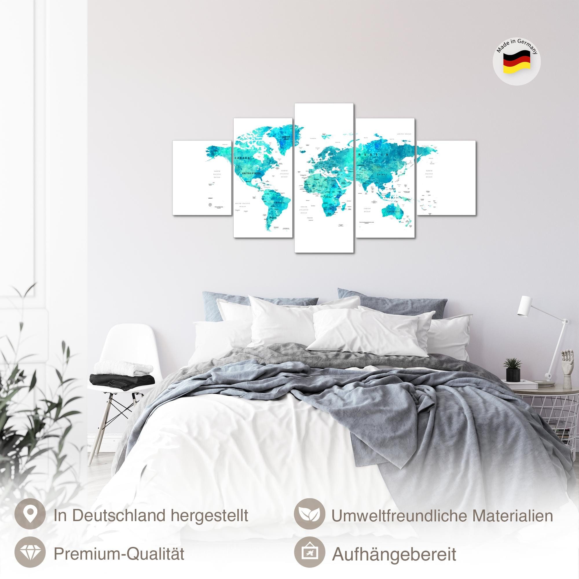 Runa Art Wandbild Bilder Abstrakt Wanddekoration Design Türkis Blau 056251a, 200L x 100B cm – Bild 2 von 5