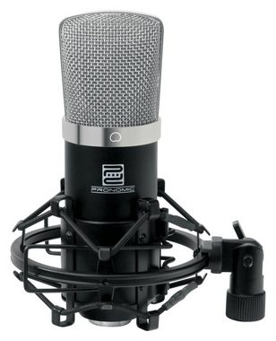 Pronomic Mikrofon CM-22 Studio Großmembranmikrofon (Radioshow Bundle, 6-tlg), Inkl. Popschutz schwarz, Mikrofonarm und Koffer