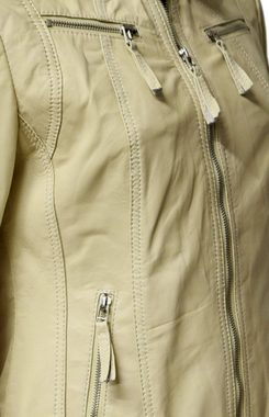 Zimmert Leather Lederjacke Pia weiches Leder, Stehkragen, Beige, cremefarbend, Matte Optik