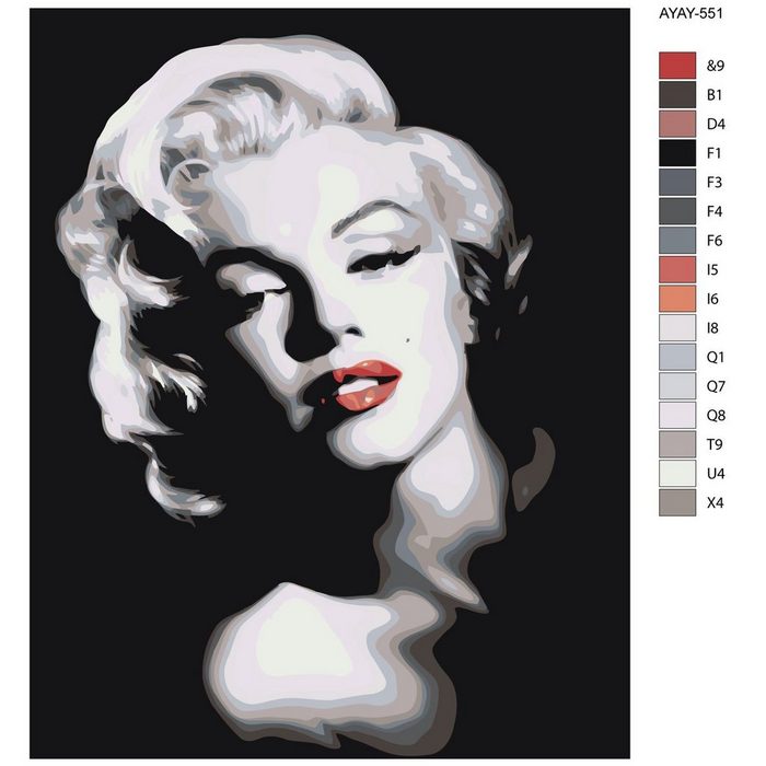Marussia Kreativset Malen nach Zahlen "Marilyn Monroe schwarz und weiß" 40x50cm AYAY-551 (embroidery kit)