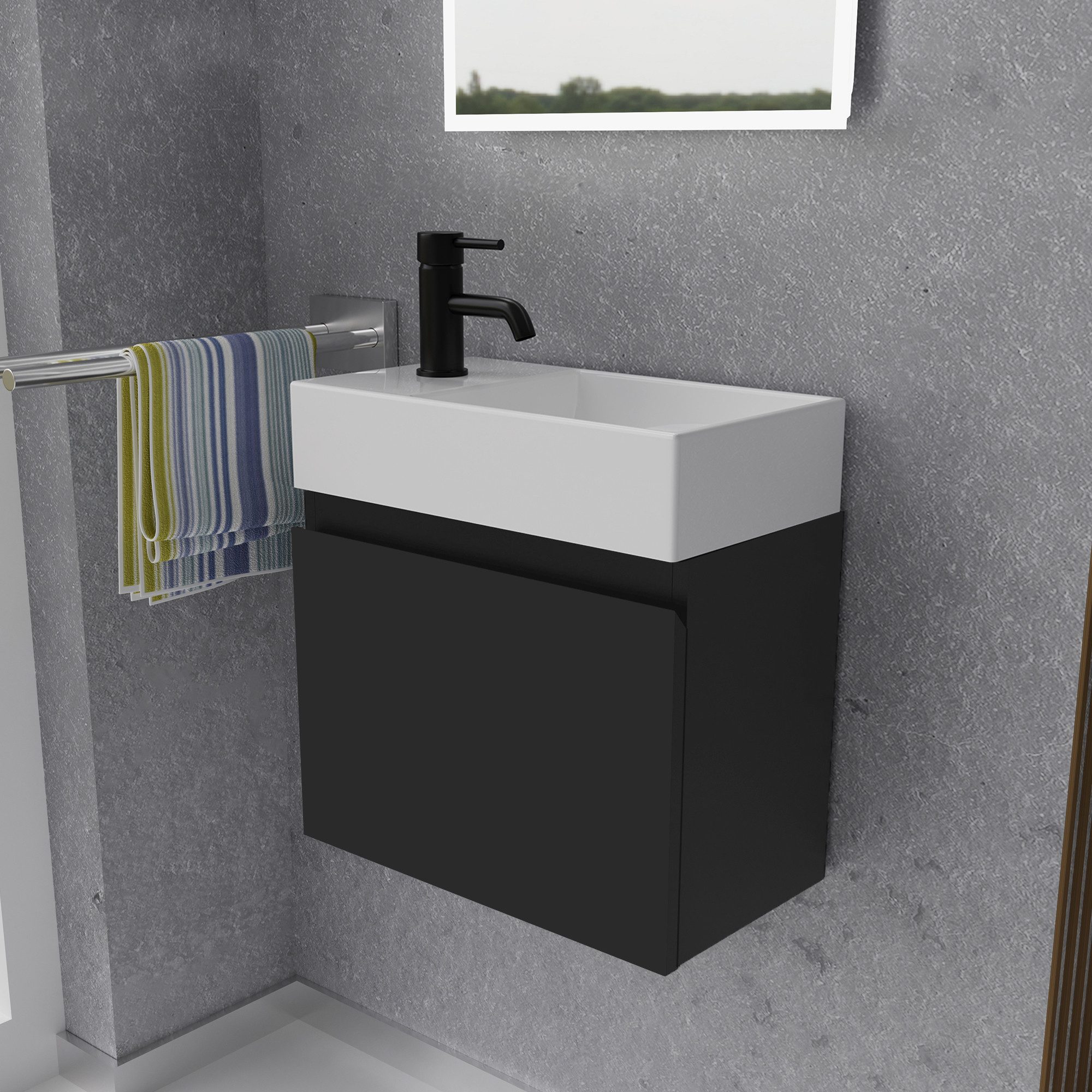 Alpenberger Badmöbel-Set - Waschbecken mit Unterschrank - Badschrank Komple günstig online kaufen