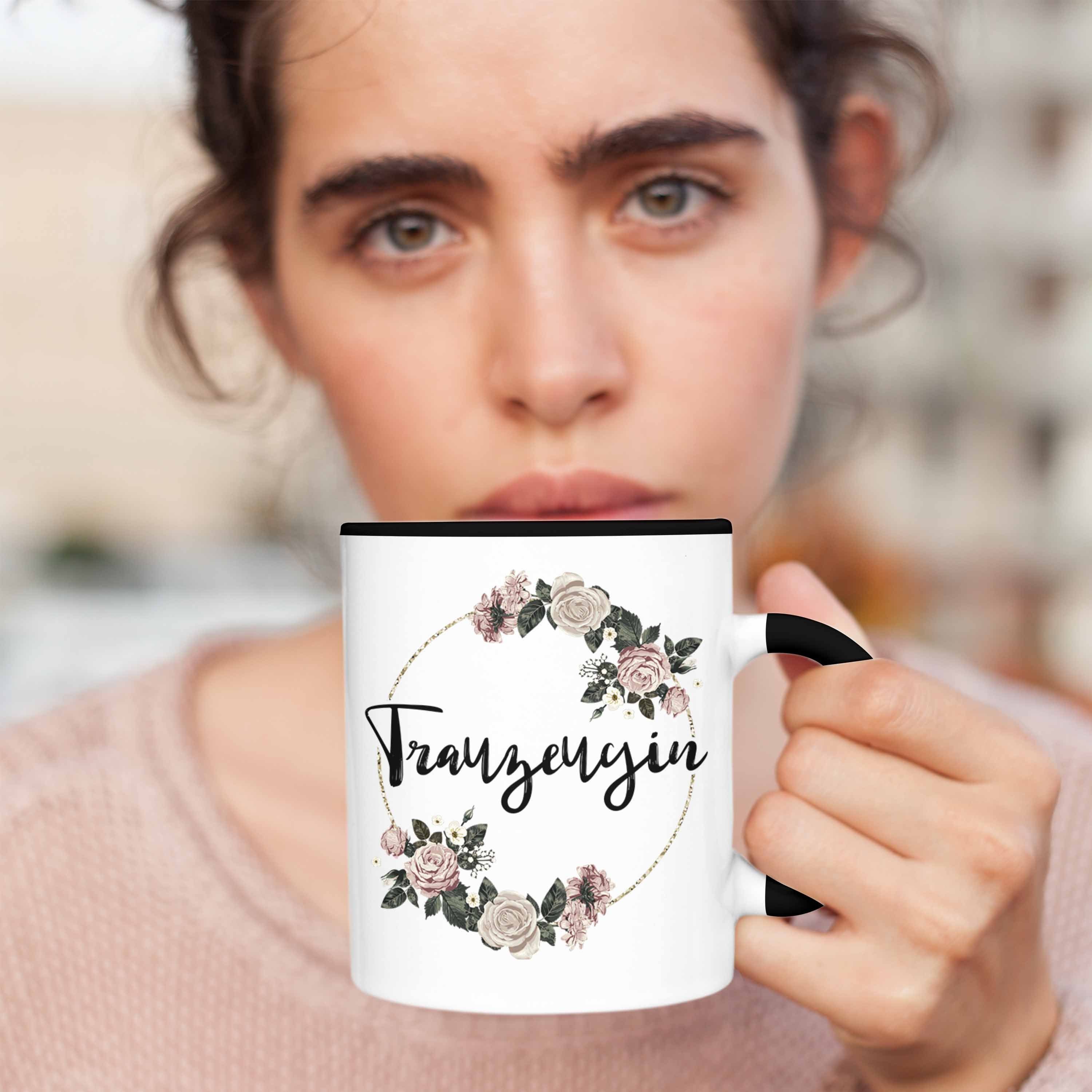 Trendation Tasse Trendation - Dankeschön Schwarz Trauzeugin Danke Geschenk Tasse Trauzeugin Geschenke Frau Beste