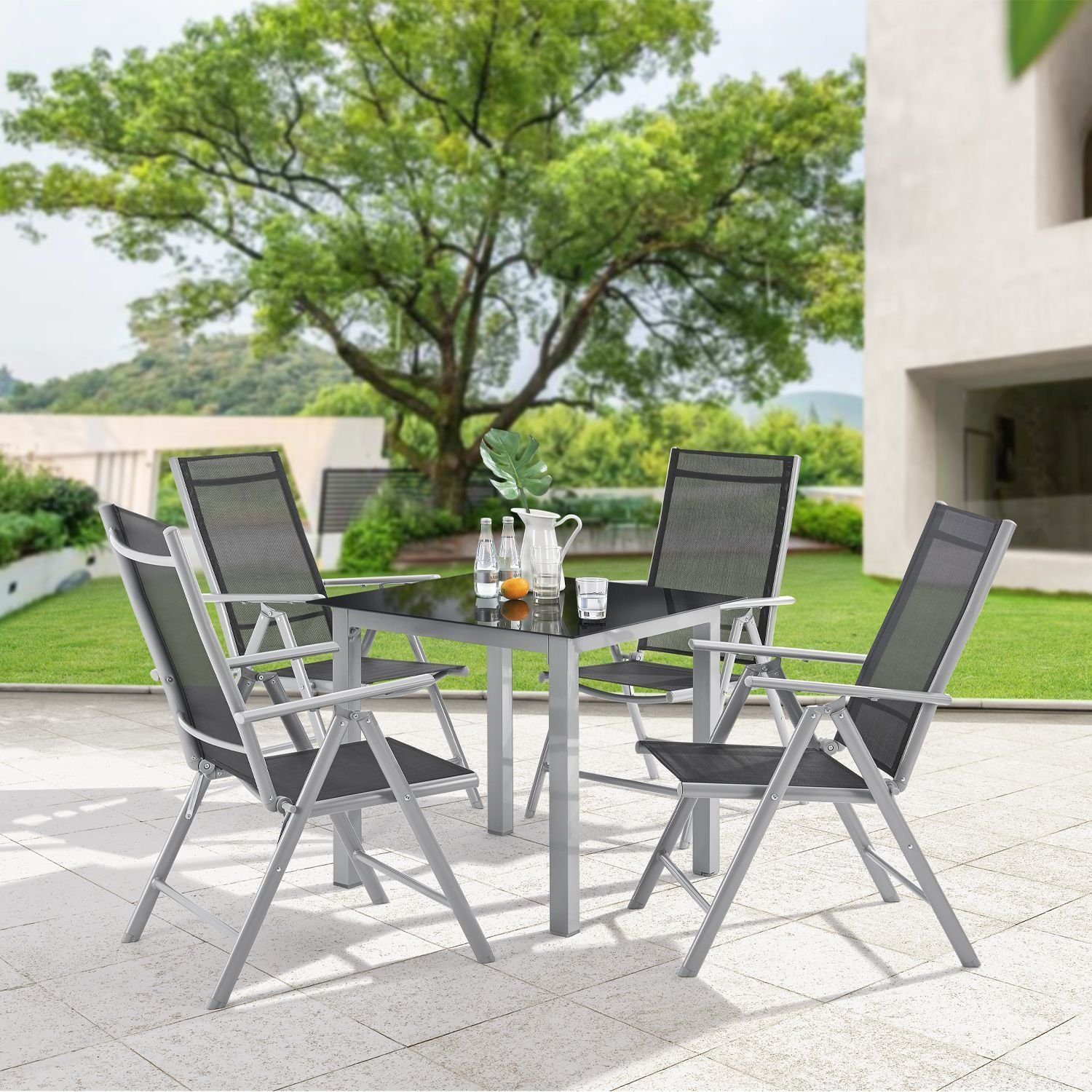 Juskys Garten-Essgruppe Milano, (5-tlg), 4 Gartenstühlen günstig online kaufen