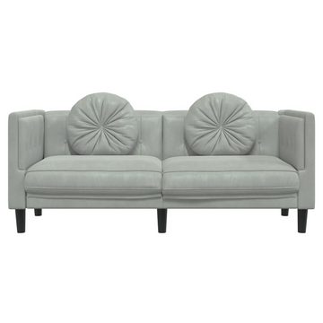 vidaXL Sofa Sofa mit Kissen 2-Sitzer Hellgrau Samt