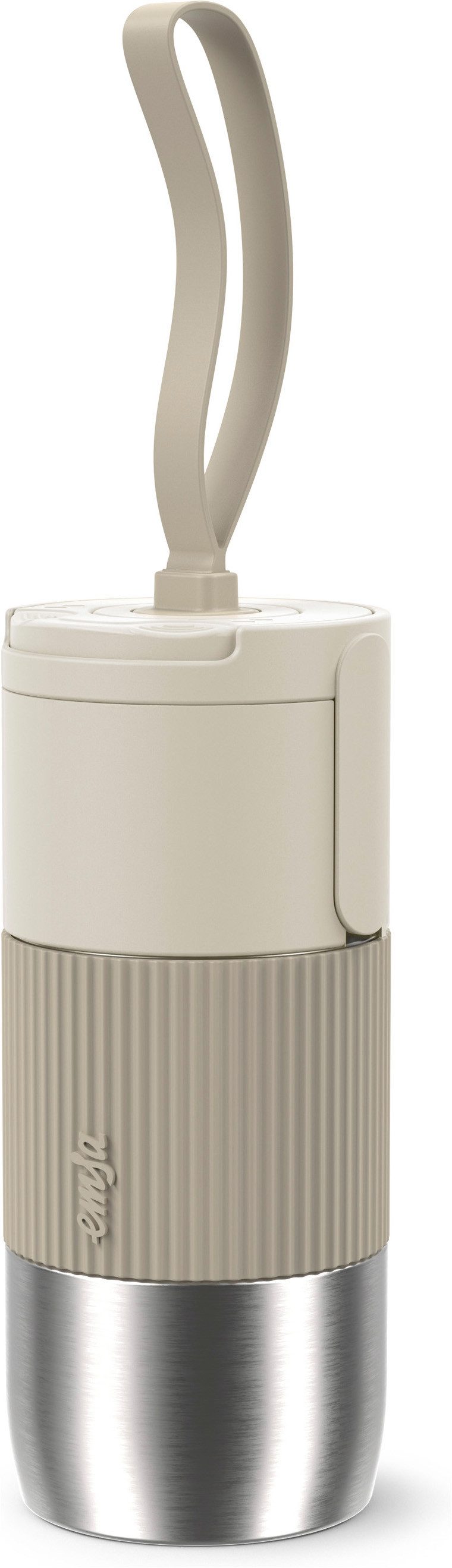 Emsa Thermobecher beYou, 1-tlg., Edelstahl, Polypropylen, Silikon, 0,36 L, 4h warm, 12h kalt, 100% dicht, spülmaschinenfest, Trageband