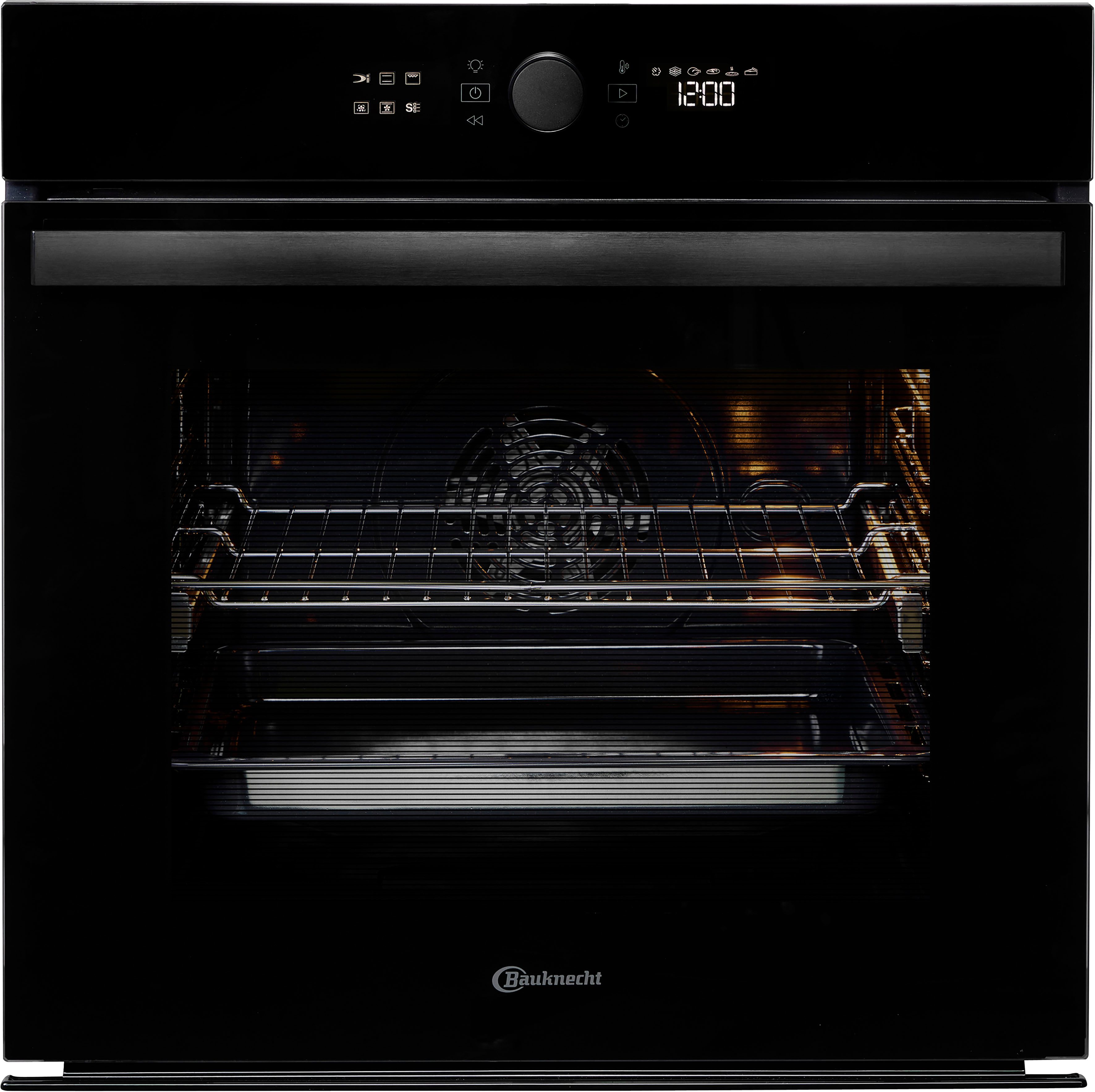BAUKNECHT Pyrolyse Backofen BBI4S8PM1SK, mit 1-fach-Teleskopauszug, Pyrolyse-Selbstreinigung, AirFry-Funktion, Pizzafunktion, 1-fach-Teleskopauszug, Gentle Steam