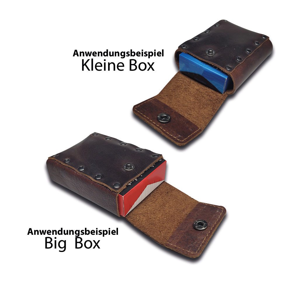 Coumo Tabakbeutel Zigarettenbox Leder für Big Box & Kleine Box, mit Gürtelschlaufe