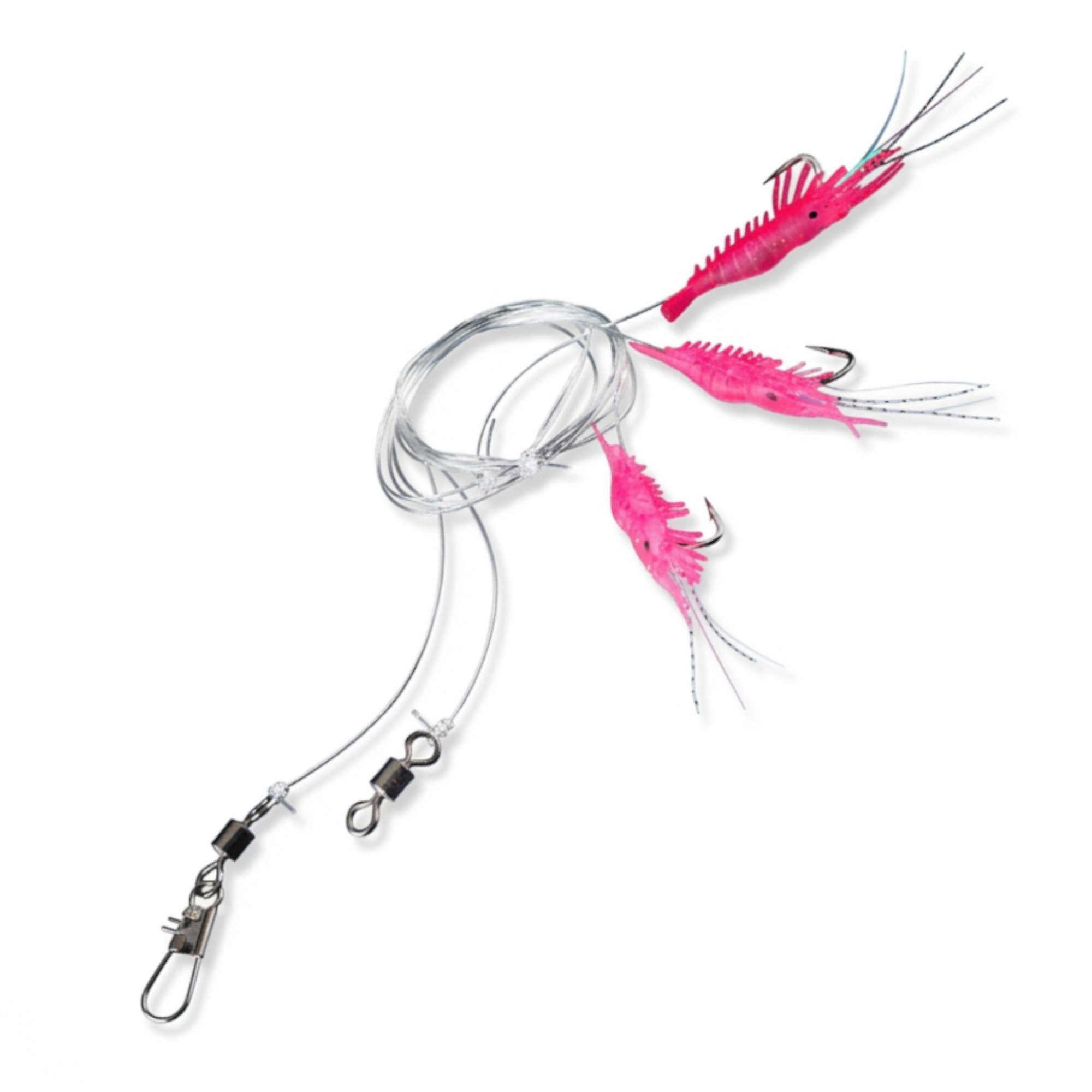 Kunstköder Garnelen System pink, 150cm, 0,40/0,60mm, Hakengröße 2