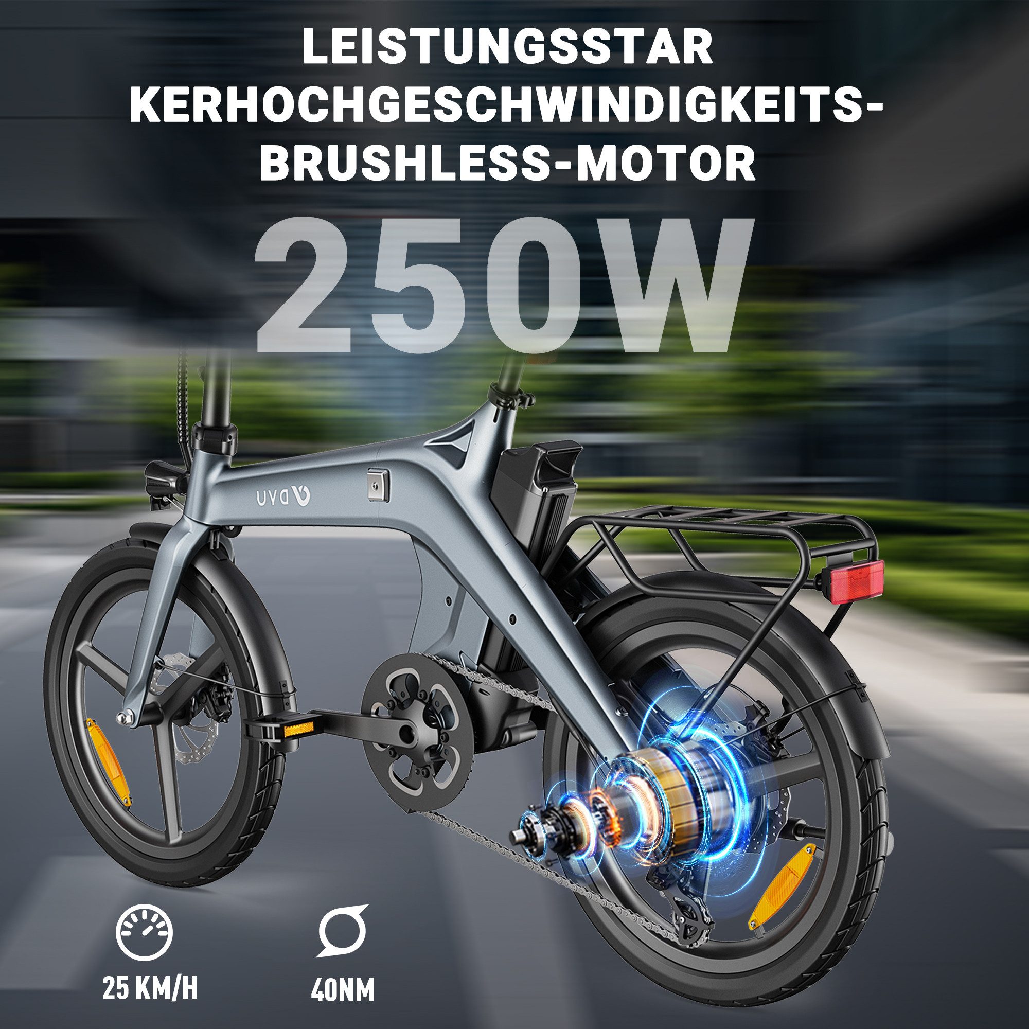 DYU E-Bike Klapprad DYU T1 E-Bike Klappbar 20 Zoll 250W 36V 10Ah Shimano 7-Gang, 7 Gang, Heckmotor, 360 Wh