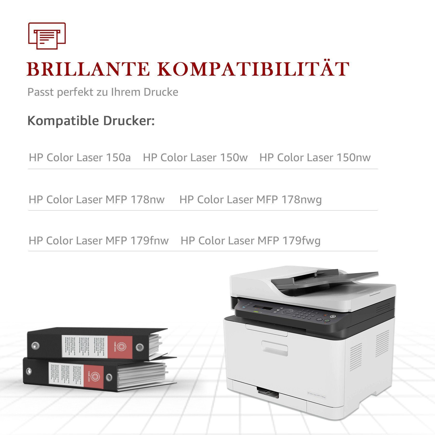 Toner Kingdom Tonerkartusche 4/5 er Ersatz für HP 117A W2070A, Color Laser MFP178nwg 179fwg 150a