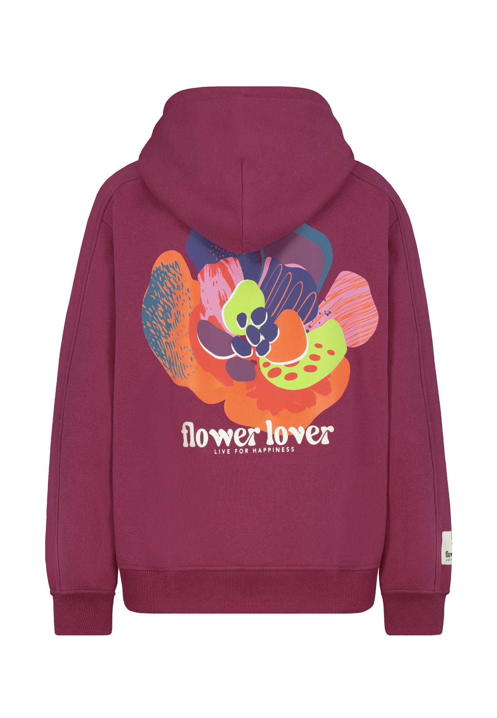 SUBLEVEL Kapuzenpullover Damen Hoodie mit Flowerprints Sweater, Kapuzensweatshirt mit seitl. Eingrifftaschen
