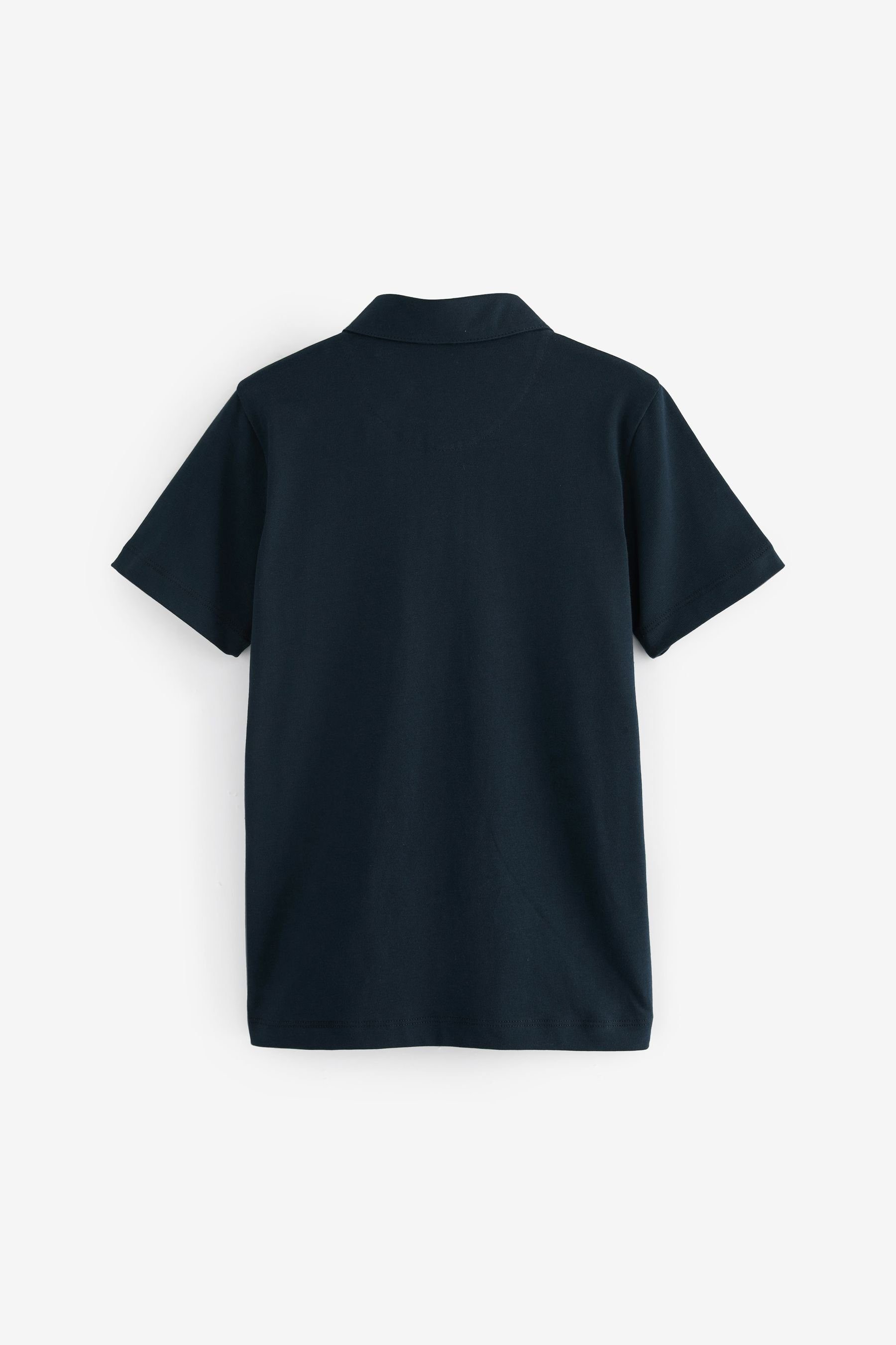 Blue/Tan Poloshirt Stripe (1-tlg) Polohemd Reißverschluss Navy Vertical Kurzärmeliges mit Next