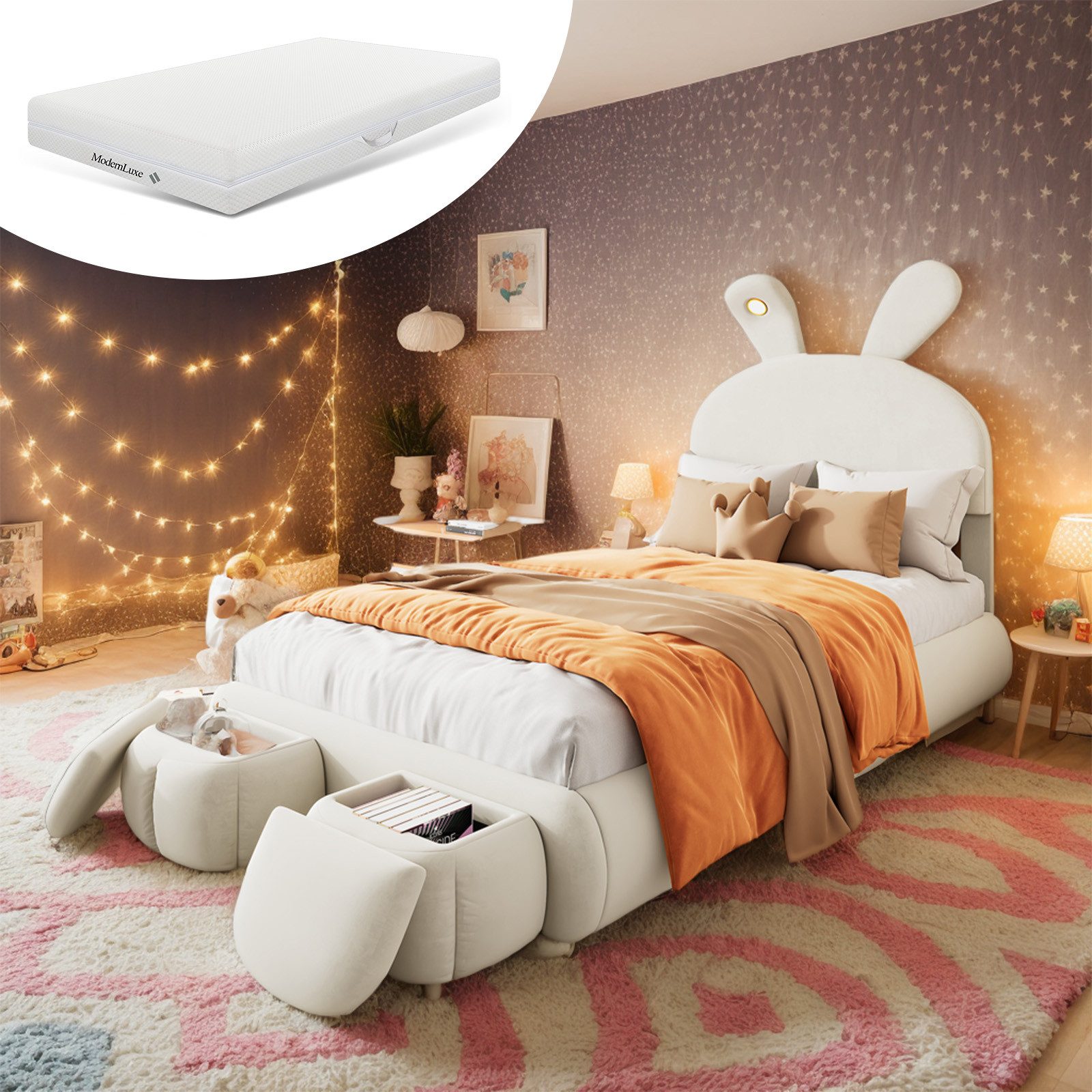 OKWISH Kinderbett Funktionsbett Stauraumbett Polsterbett (90x200 günstig online kaufen