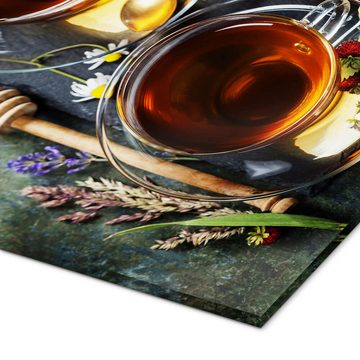 Posterlounge Acrylglasbild Editors Choice, Kräutertee mit Honig, Beeren und Blumen, Arztpraxis Fotografie
