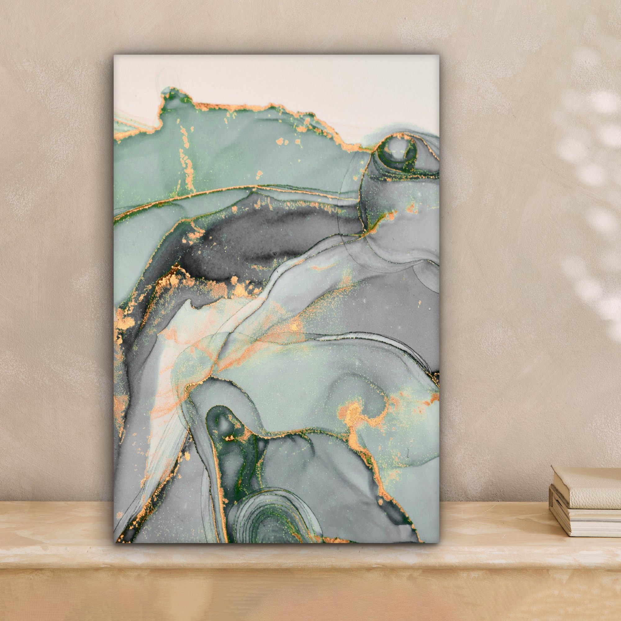 OneMillionCanvasses® Leinwandbild Gold - Marmor - Grün - Luxus - Glitzer - günstig online kaufen