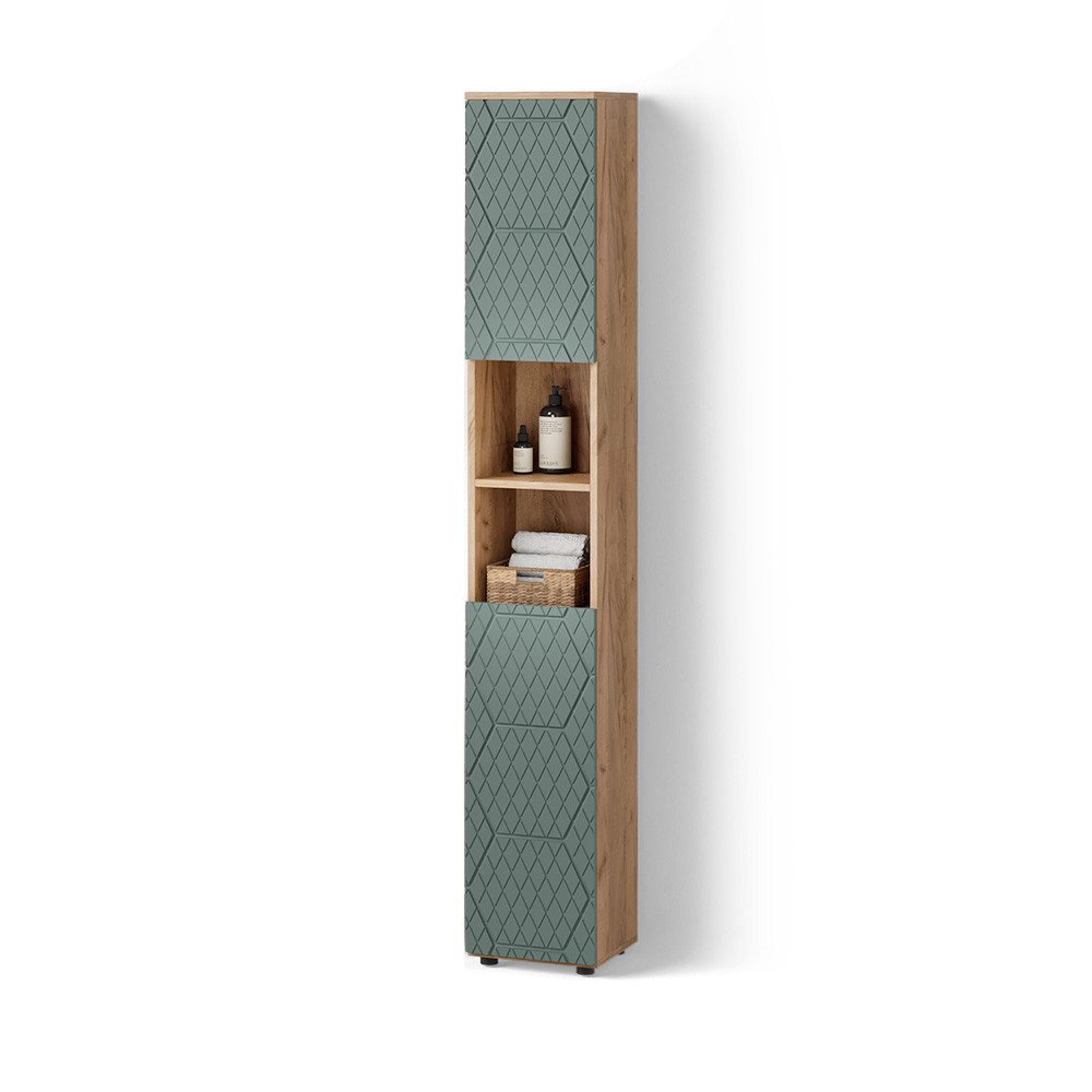Livinity® Hochschrank Ronco, Grün/Goldkraft Eiche/Grün, 30 x 192 cm (1-St)