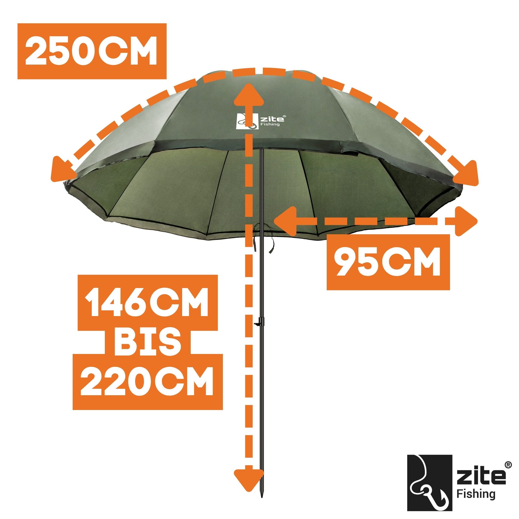 Zite Angelschirm Schirmzelt geschlossen 250 cm günstig online kaufen